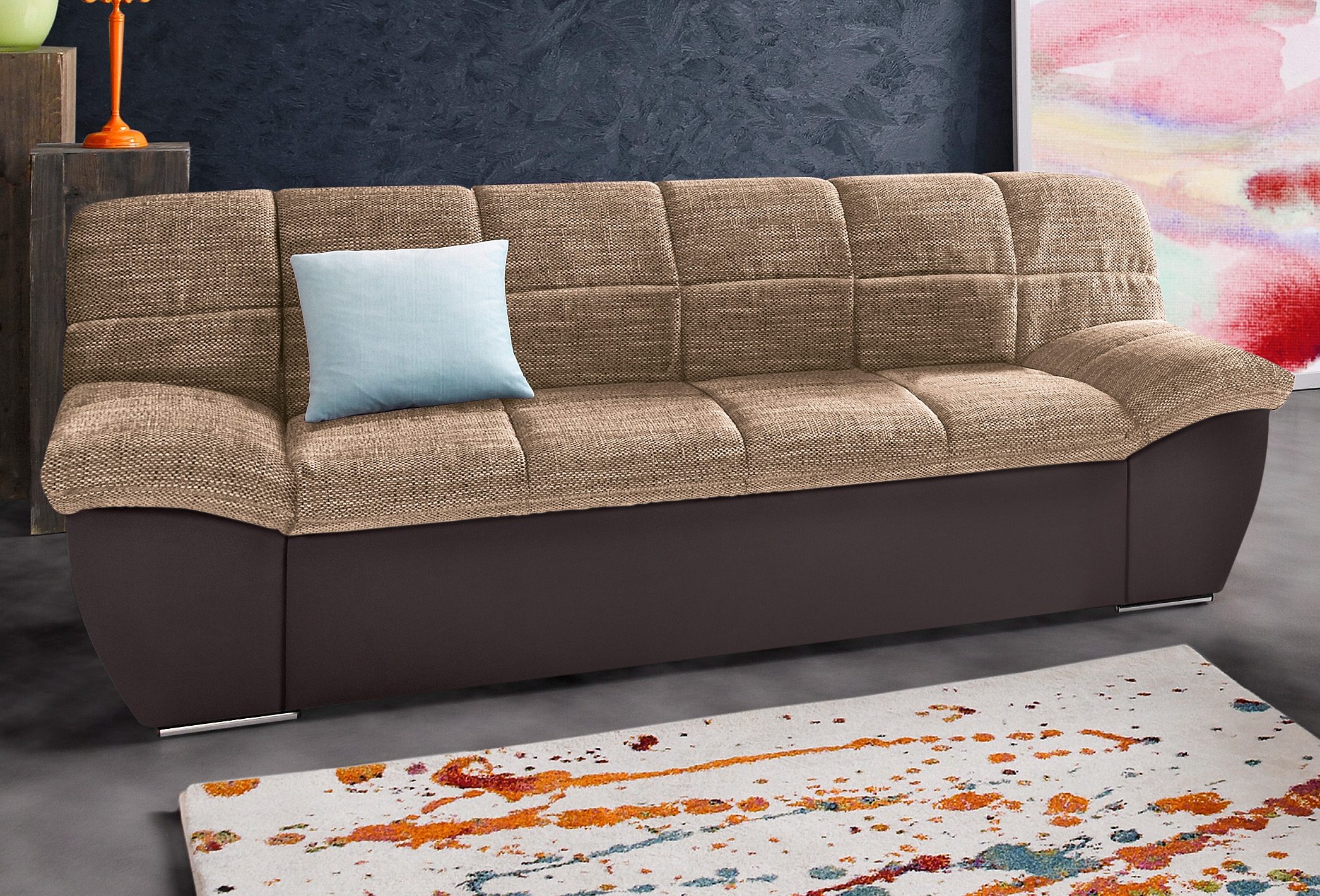 DOMO collection "SPLASH Breite 211 cm, moderne Sitz- und Rückensteppung, komfortabel" flache Armlehnen zum Entspannen
