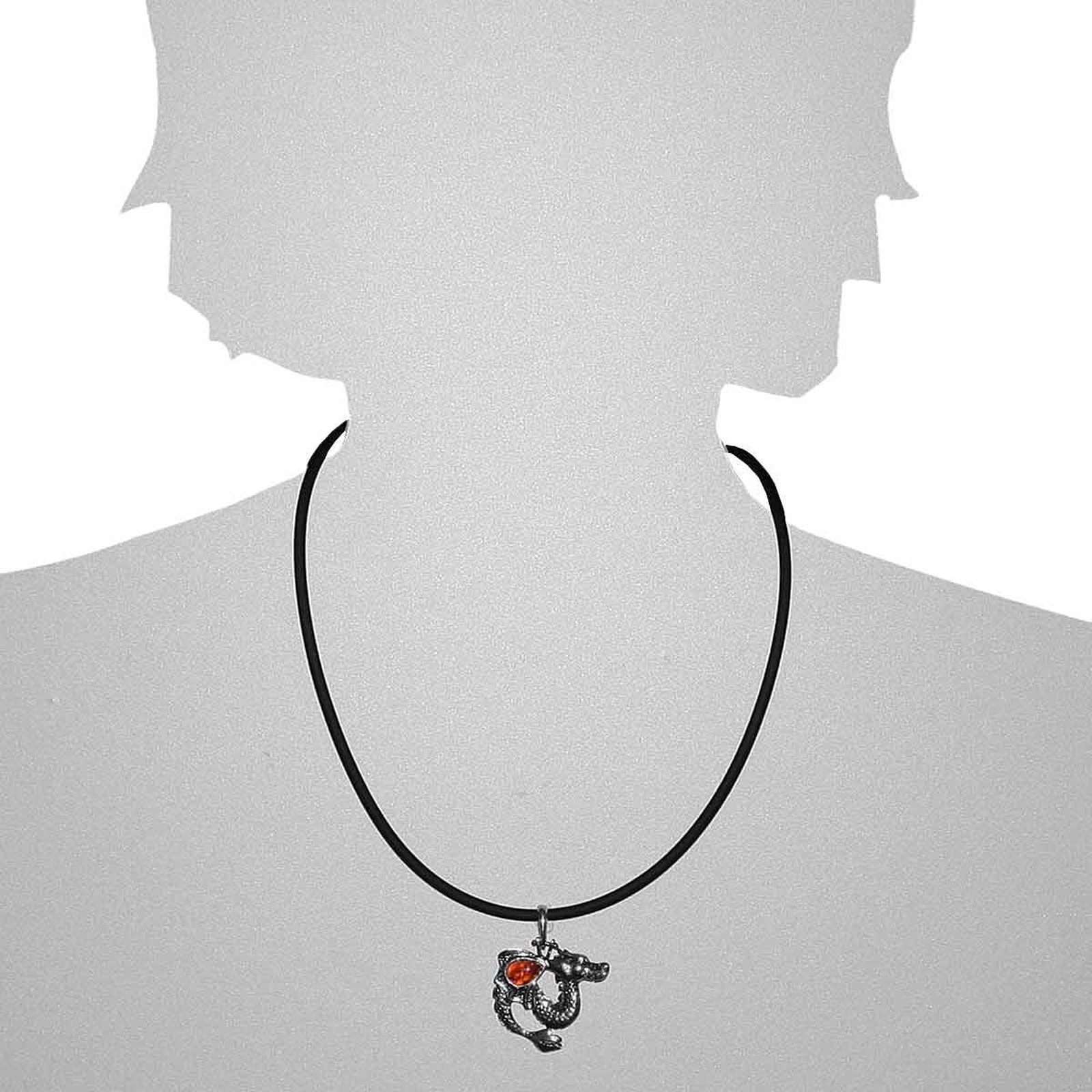 OSTSEE-SCHMUCK Halsreif »Ostsee-Schmuck Kette mit Anhänger Drache - Kautschukreif«, (2 tlg.)