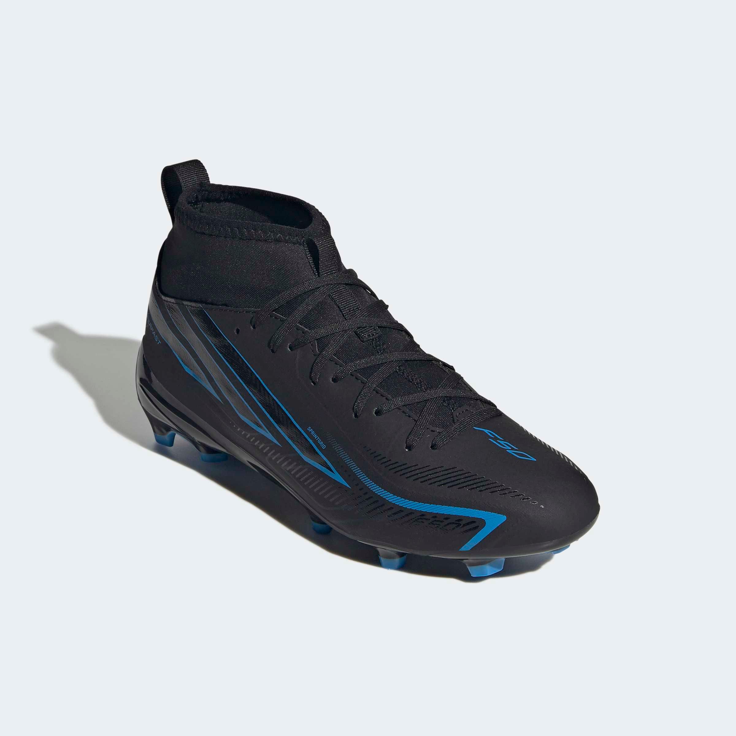 Herren Fußballschuh "F50 HYPERFAST ELITE KIDS, MITTELHOCH, FESTE BÖDEN", ADIDAS PERFORMANCE, Gr. 31, schwarz, Synthetik, Textil, Schuhe, für Rasen