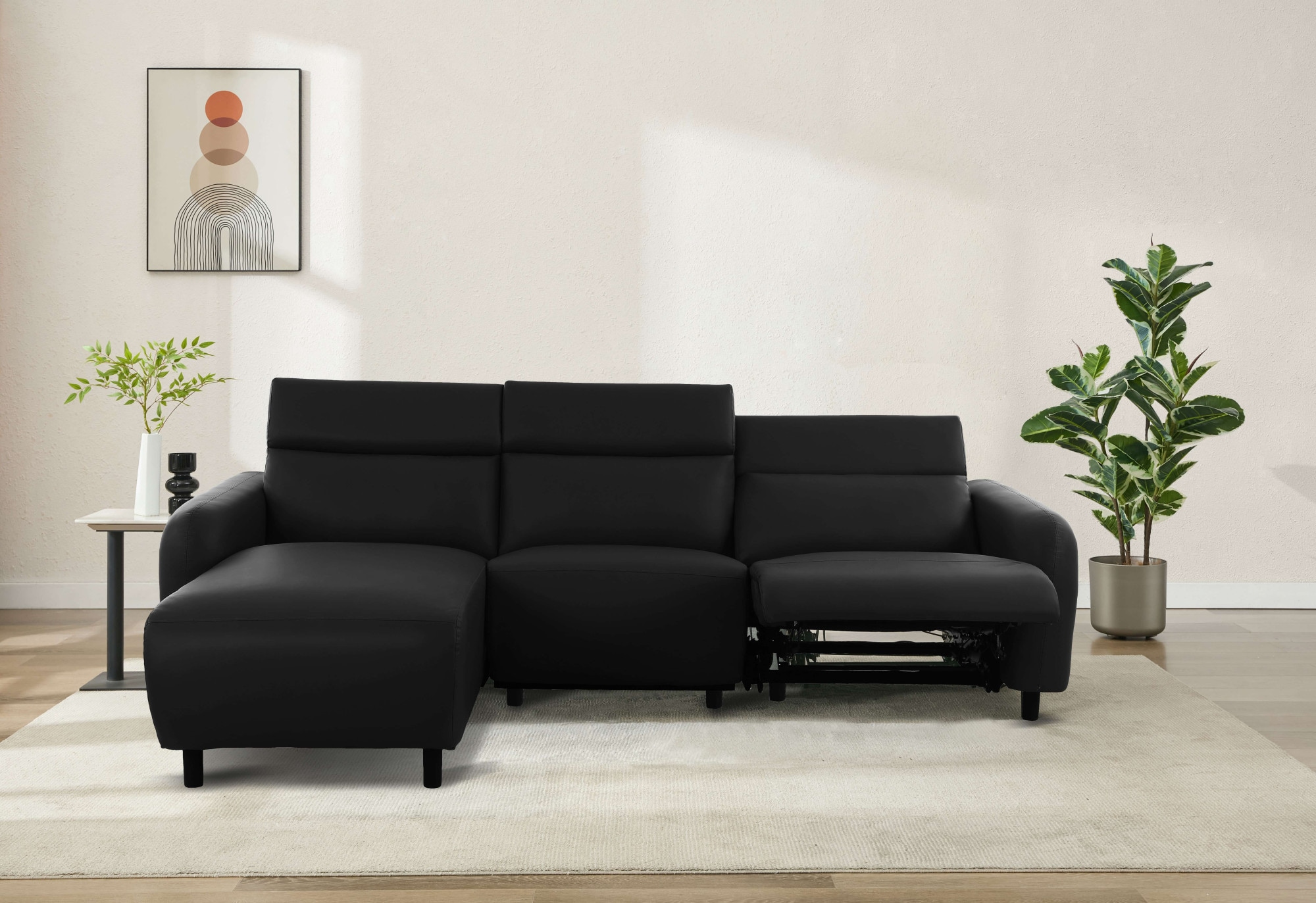 Home affaire Ecksofa »SKAANE Kunstleder, L-Form, 274 cm, manuelle u. elektrische Funktion,«, Kopfteilverstellung, Relax-und Liegefunktion, Federkernpolsterung