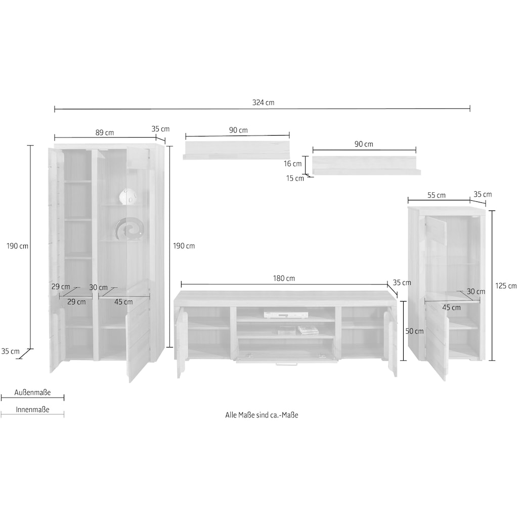 Woltra Wohnwand »Falco«, (Set, 4 St., 5)