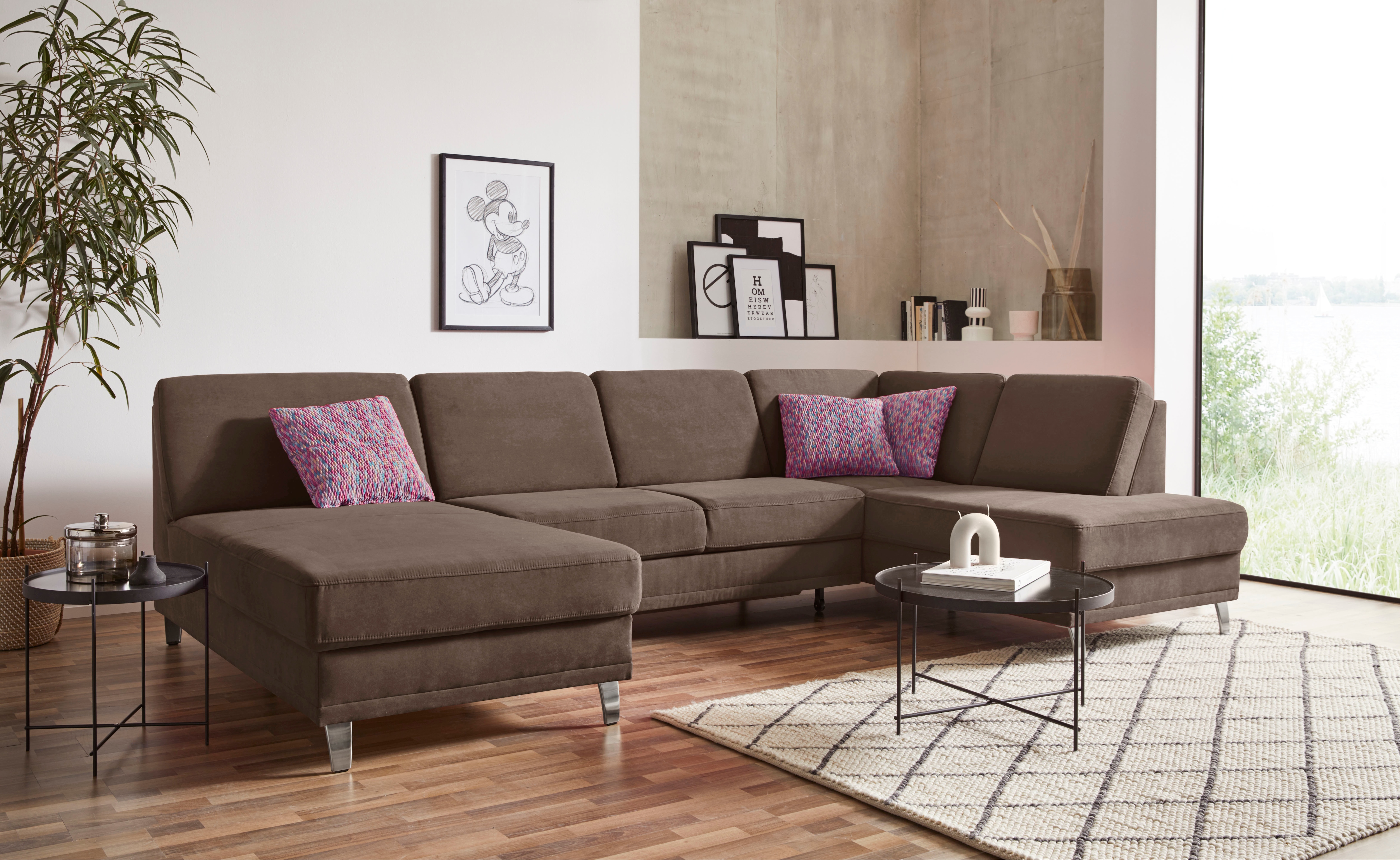 sit&more Wohnlandschaft "Clio U-Form" wahlweise mit Schlaffunktion und Bettkasten, inklusive Federkern