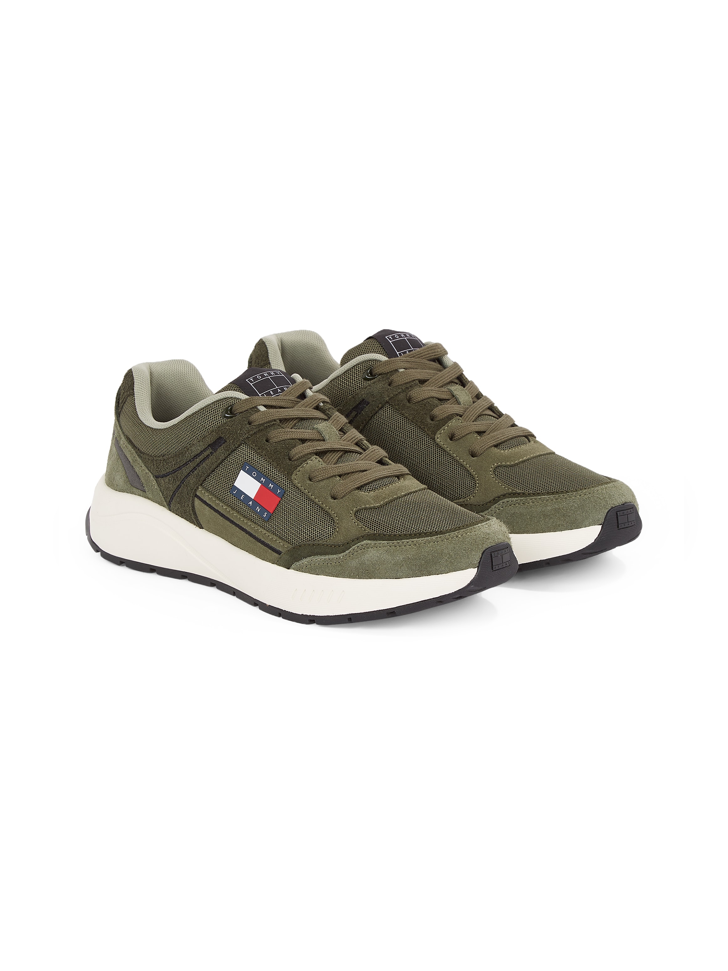 Tommy Jeans Keilsneaker "TJM RUNNER MIX MATERIAL", Keilabsatz, Freizeitschuh, Halbschuh, Schnürschuh mit Logoflagge