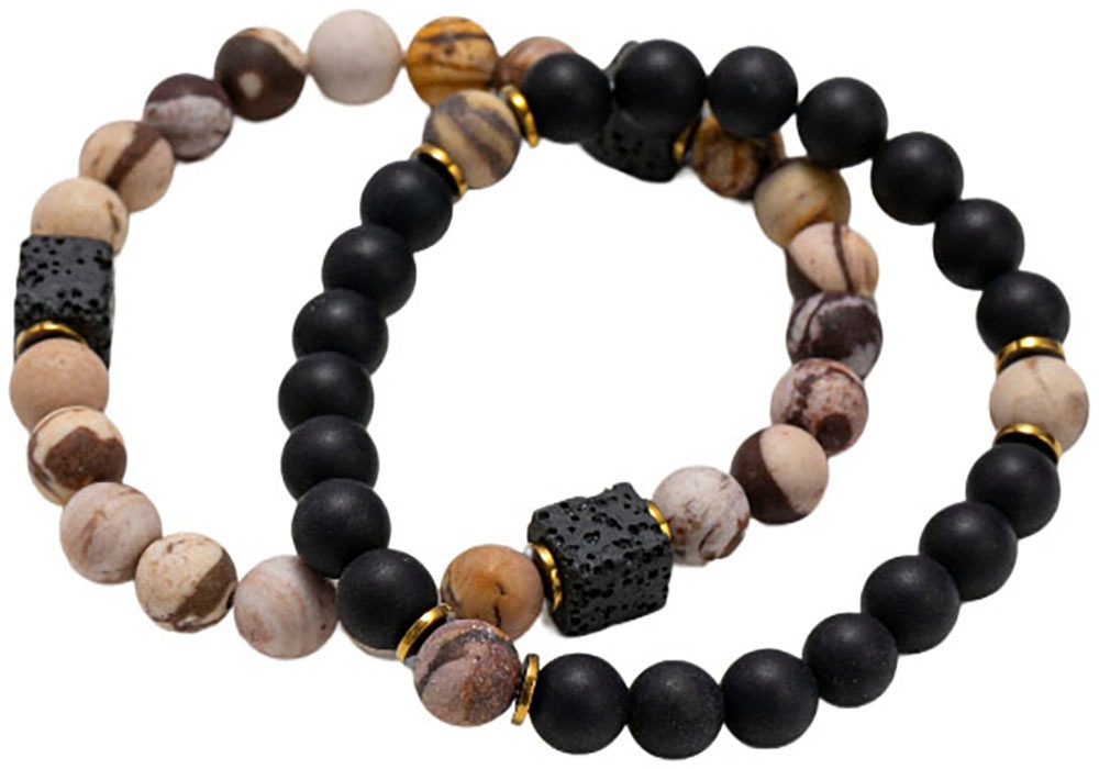 Firetti Armband Set »Multipack Schmuck Geschenk Armschmuck Armketten Edelstein«, (Set, 2 tlg.), Made in Germany - mit Jaspis, Lavastein, Onyx