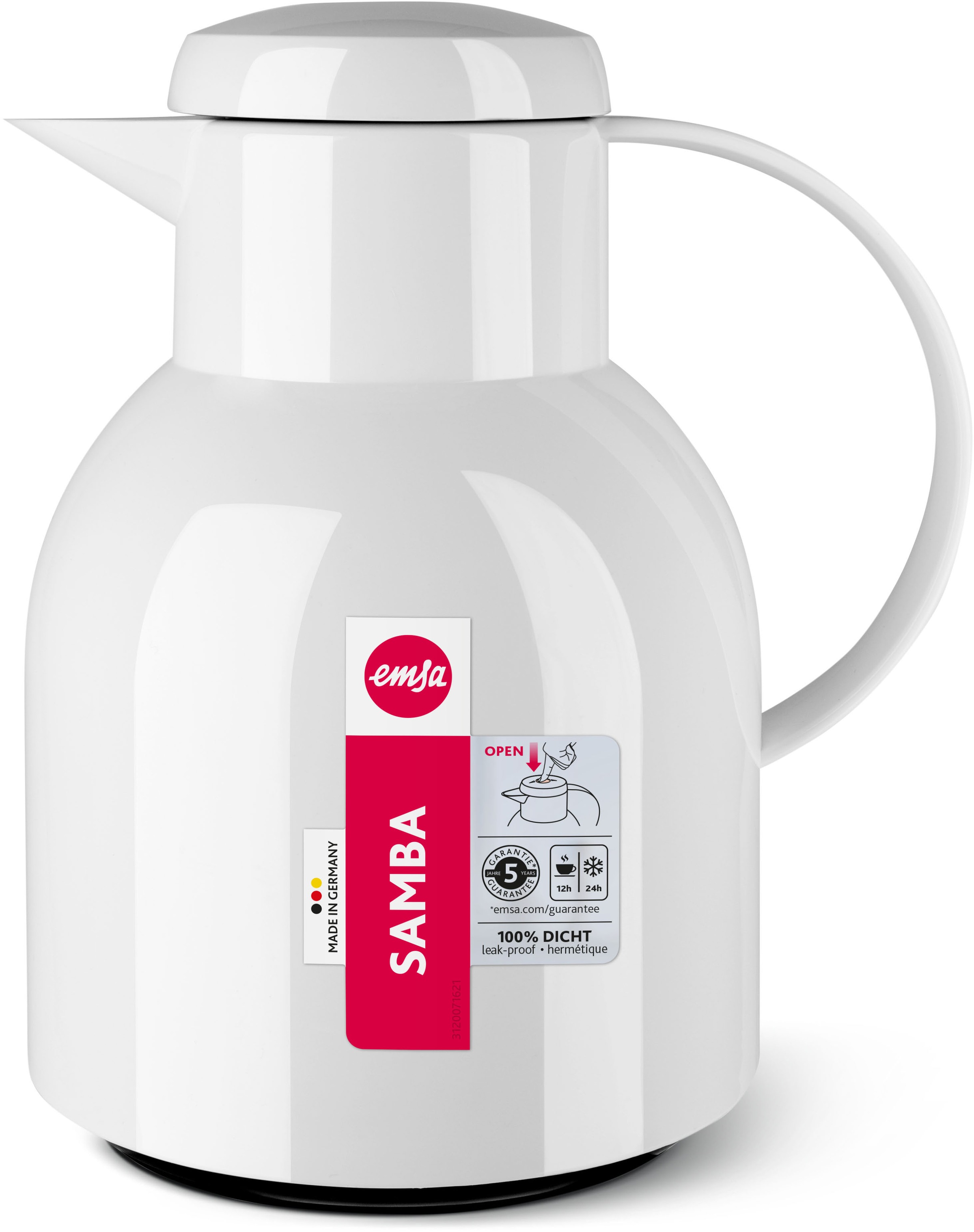 Emsa Isolierkanne "Samba" 1 l zeitloses Design, einfacher Knopfdruck, 24h k günstig online kaufen