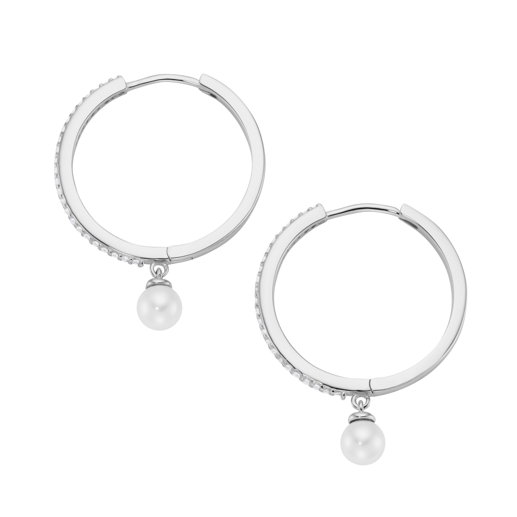 GIORGIO MARTELLO MILANO Paar Creolen »mit weißen Muschelkern-Perlen und Zirkonia, Silber 925«