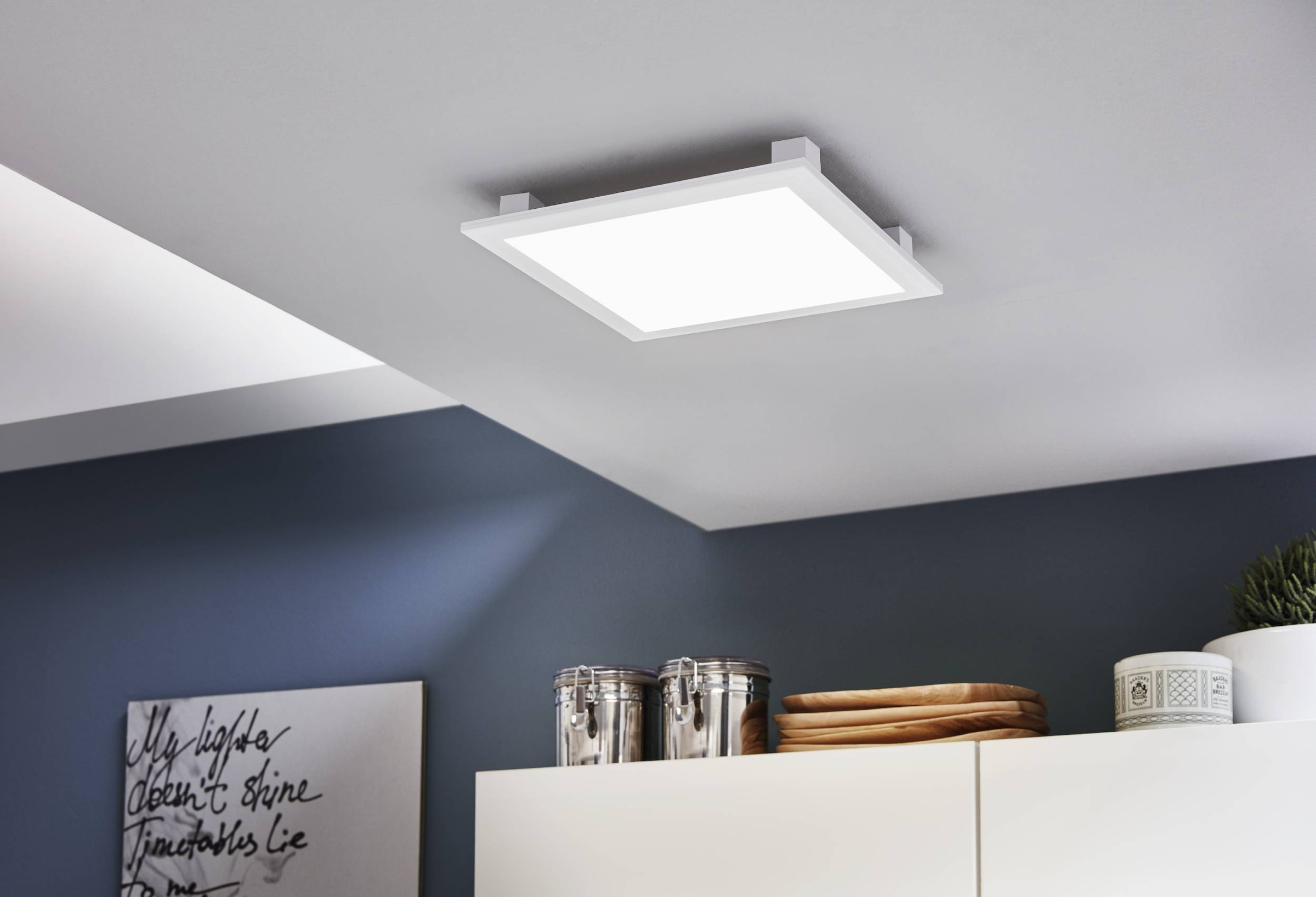 EGLO Rasterleuchte »Salobrena 1 Deckenlampe, Aluminium und Kunststoff, Aufbaulampe, Lampe« LED-Modul 1 Stk. Neutralweiß Deckenlampe, Material: Aluminium, Kunststoff, Farbe: Weiß, L: 30x30 cm