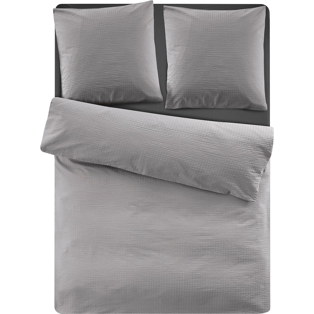 andas Bettwäsche »Sari2 in Gr. 135x200 oder 155x220 cm«, (2 tlg.), aus Baumwolle, uni Bettwäsche in Seersucker Qualität ideal für Sommer