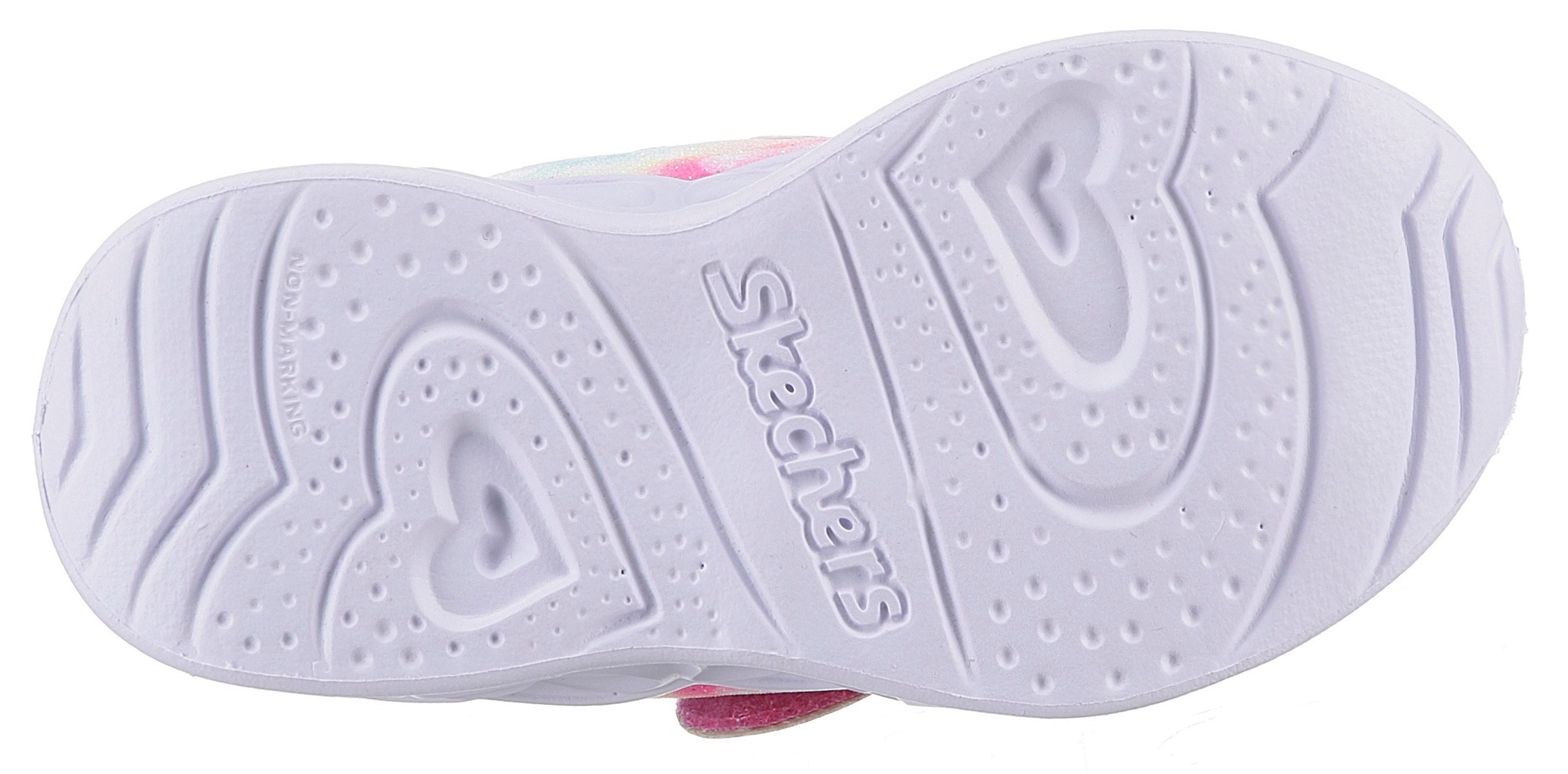 Skechers Kids Lauflernschuh »Blinkschuh HEART LIGHTS - LOVIN REFLECTION«, Blink,-Klettschuh mit Herz-Applikation, Größenschablone zum Download