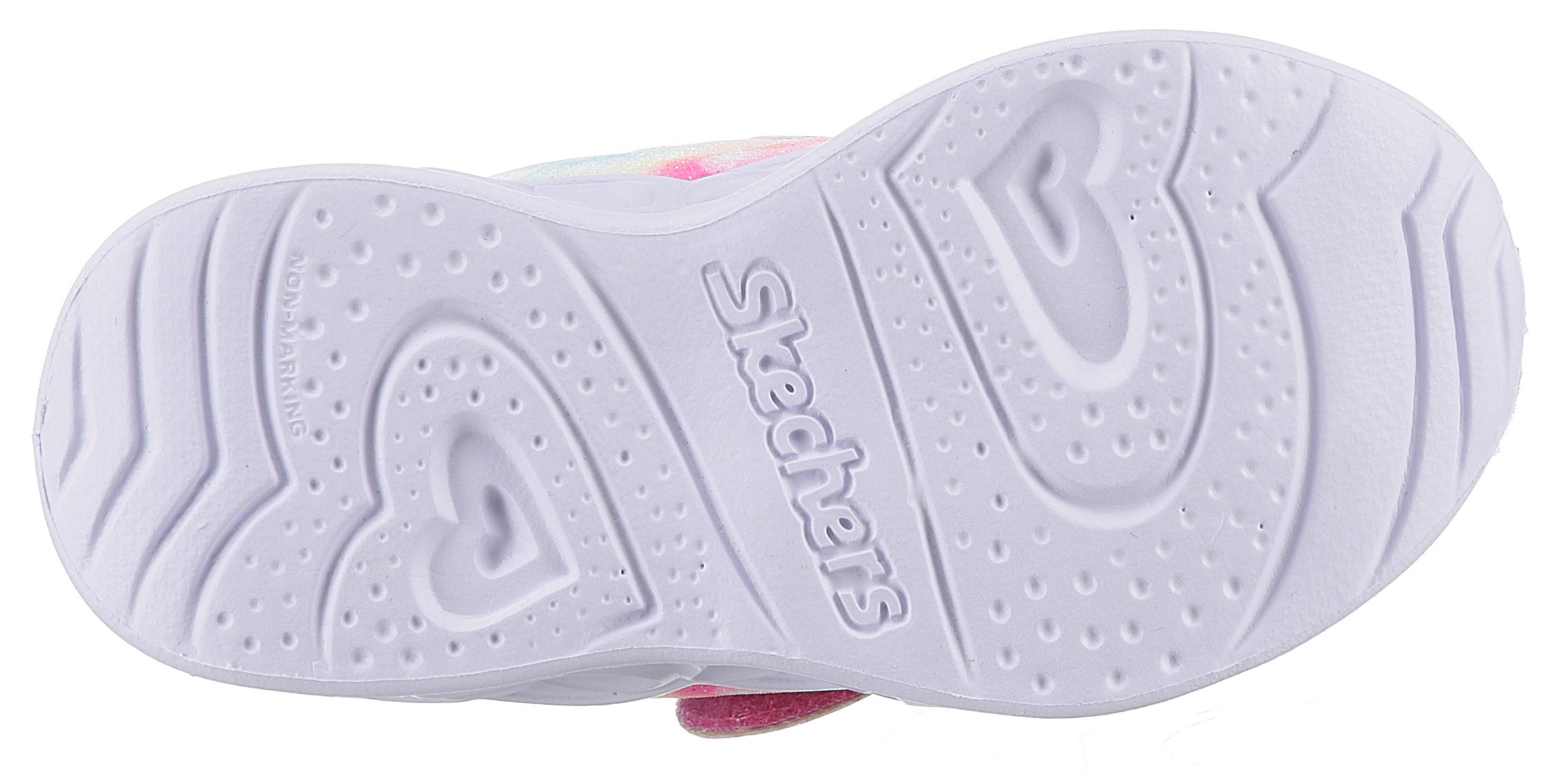 Lauflernschuh SKECHERS "Blinkschuh HEART LIGHTS - LOVIN REFLECTION", Baby, Gr. 26, rosa (rosa, mint), Lacklederimitat, Textil, Schuhe Lauflernschuh, Blink,-Klettschuh mit Herz-Applikation, Größenschablone zum Download 3