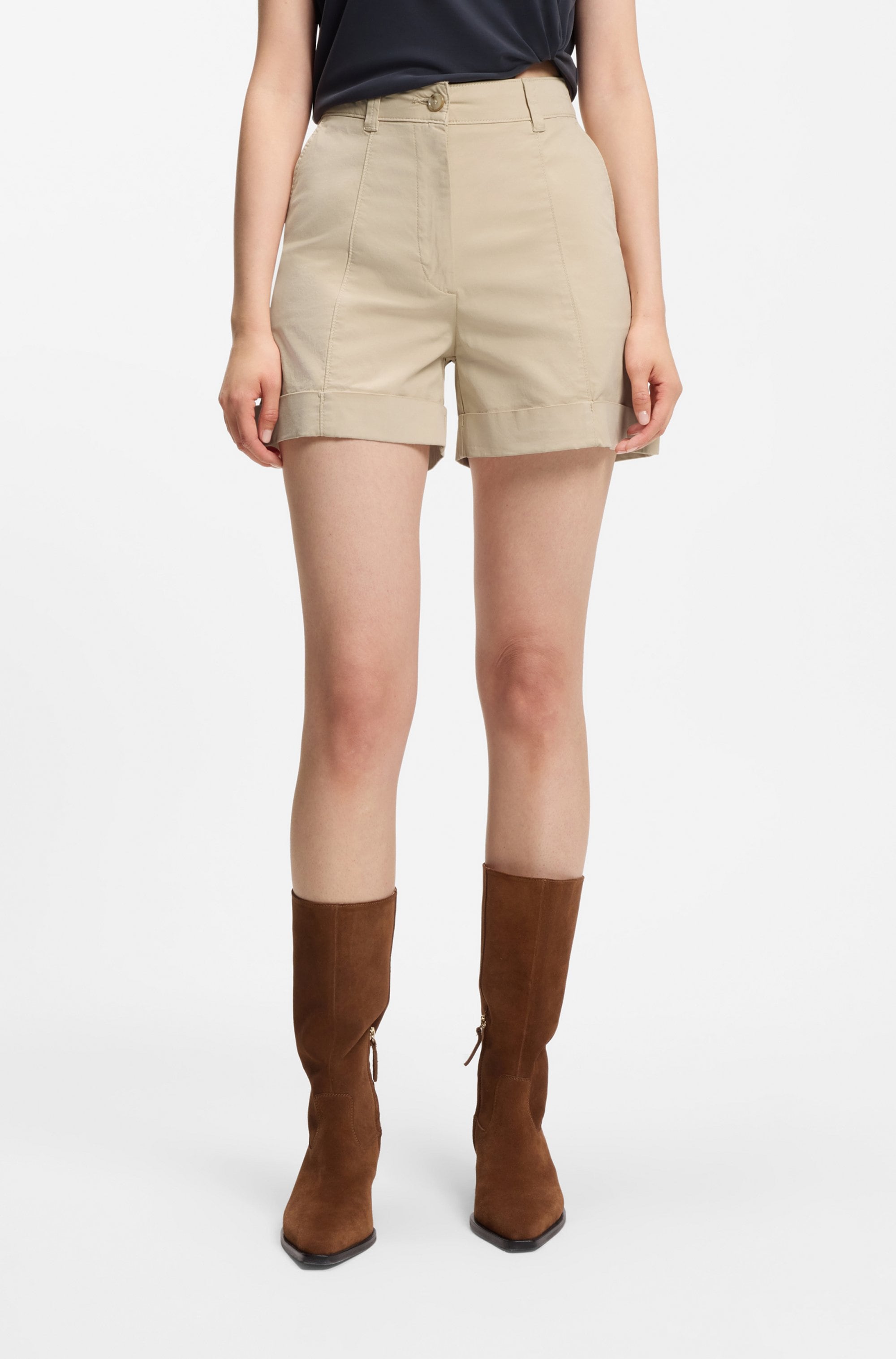 BOSS ORANGE Shorts »Tanessa Premium Damenmode«  mit umgeschlagenem Saum, Baumwoll-Twill