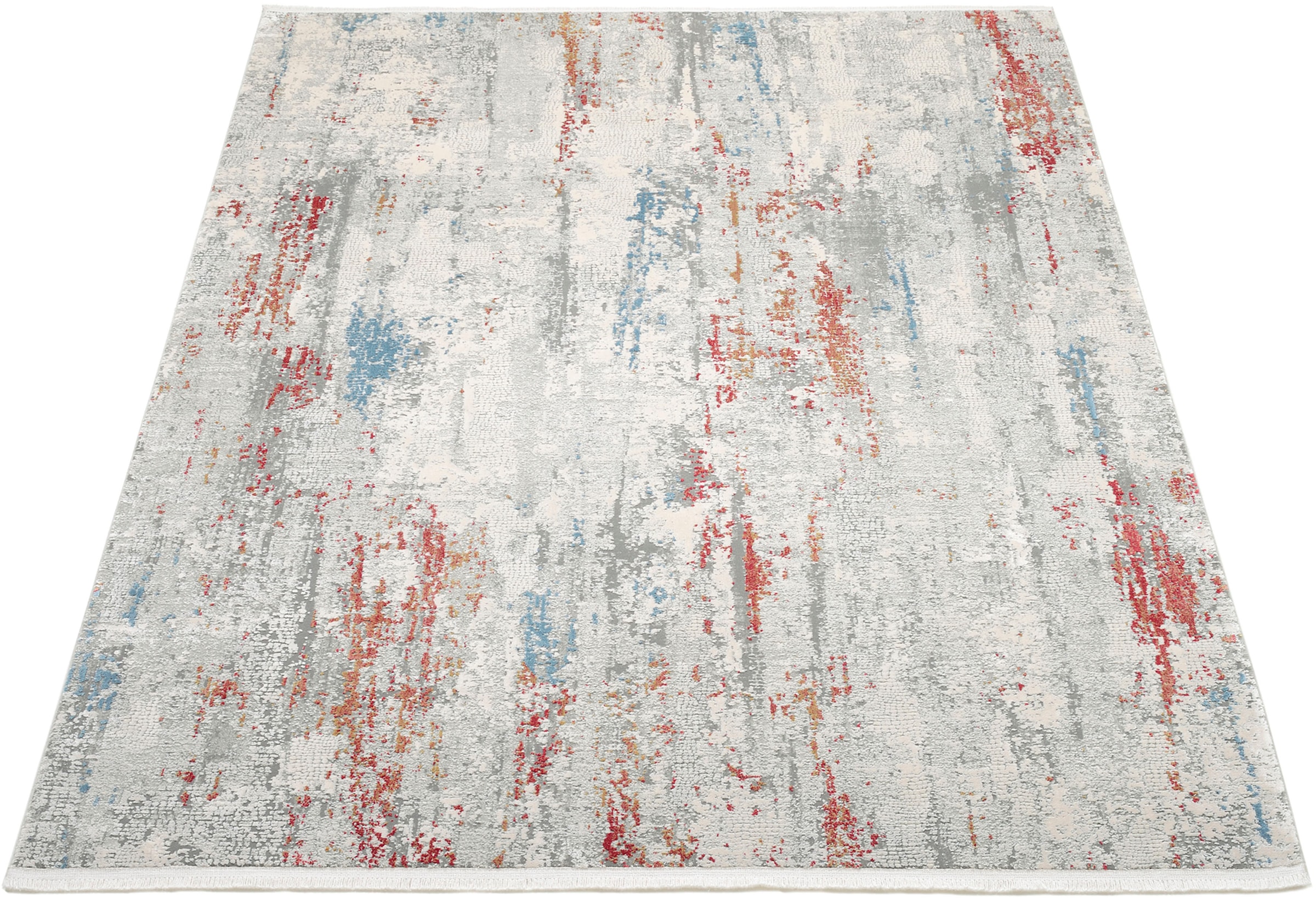Teppich OCI DIE TEPPICHMARKE "ILLUMINATION MIRA", bunt (multi), B:120cm H:8mm L:180cm, Polyacryl, Viskose, Teppiche, Teppich, Glanz Viskose, mit Fransen, Hoch Tief Struktur, Vintage, Wohnzimmer