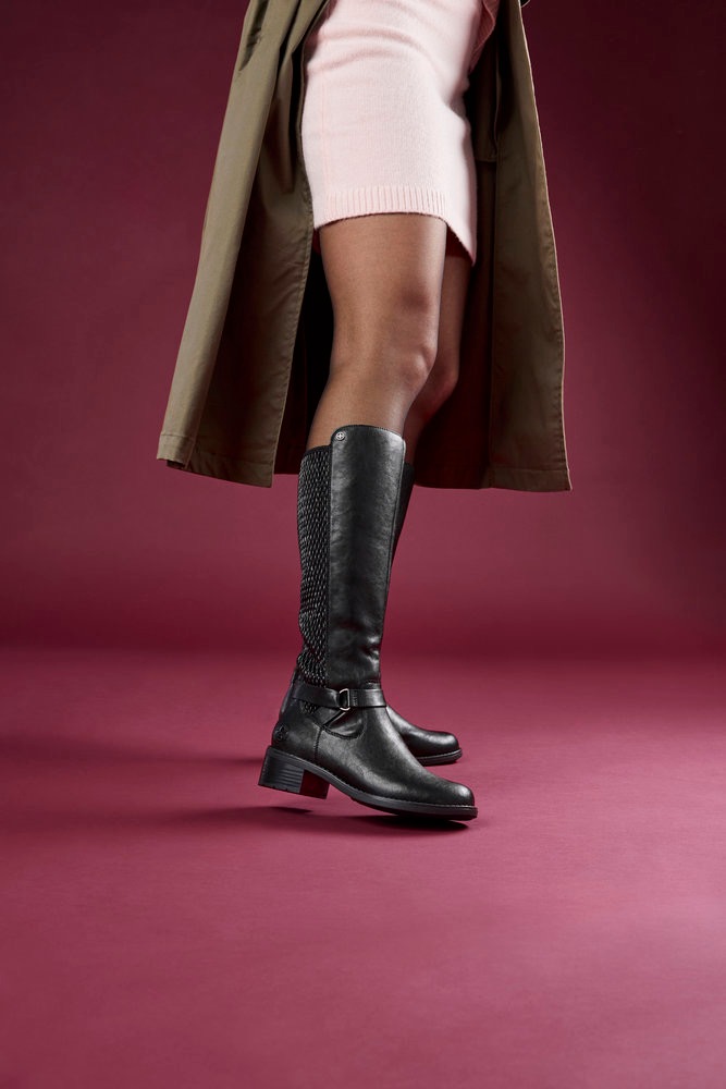 Stiefel RIEKER, Damen, Gr. 38, Normalschaft, schwarz, Elastischer Einsatz, Lederimitat, unifarben, Schuhe Stiefel, Langschaftstiefel, Stretchstiefel mit herausnehmbarer Innensohle 6