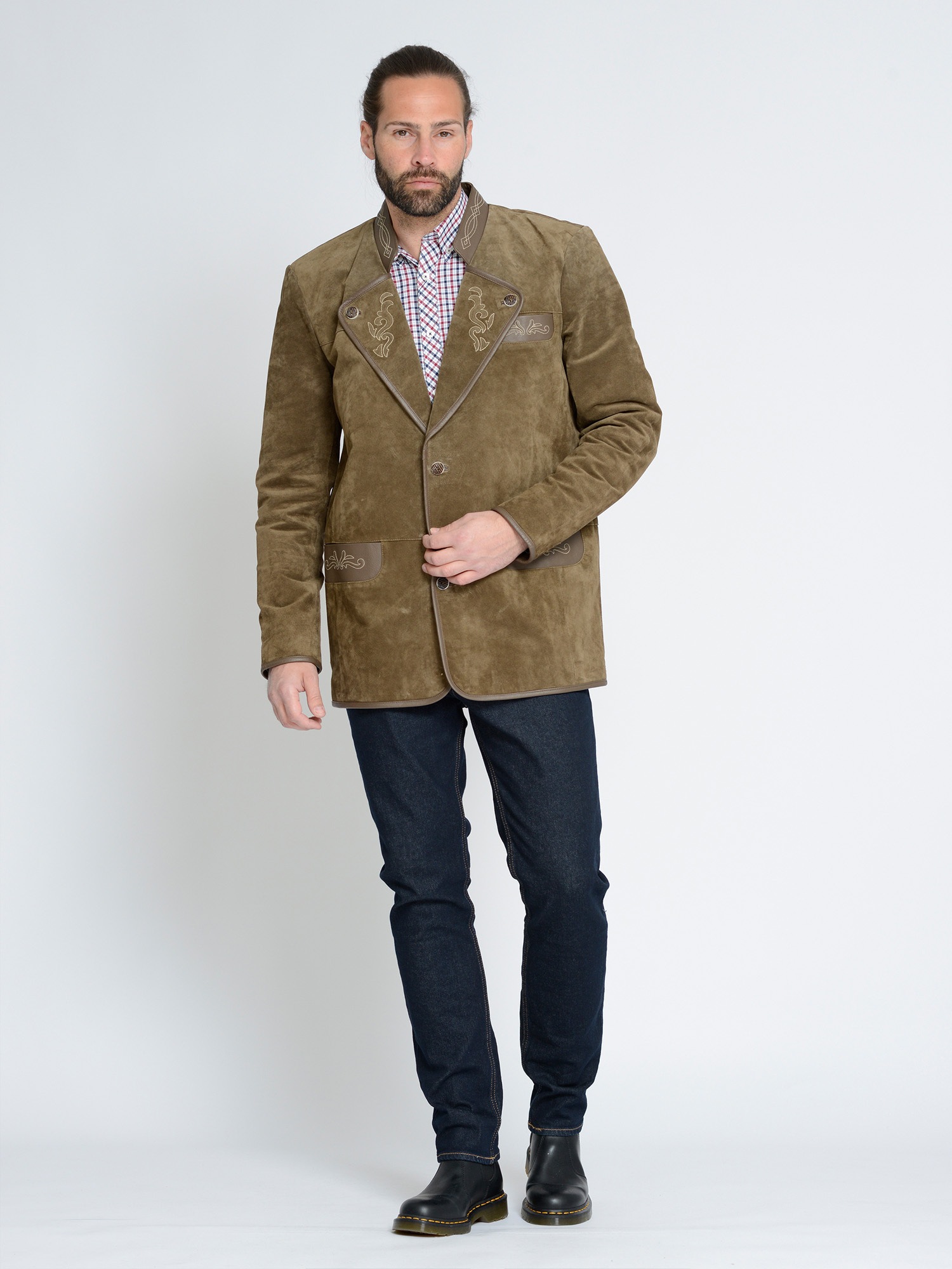 Lederjacke JCC "31022146", Herren, Gr. 48, grün (olive), Obermaterial: 100% Schweinsleder; Innenfutter: 100% Polyester; Ärmelfutter: 100% Polyester; Knöpfe: 100% Polyester, Jacken 3