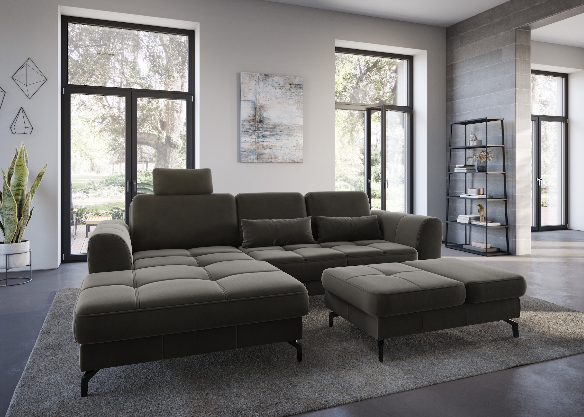 sit&more Ecksofa "Bendigo L-Form" inklusive Sitztiefenverstellung, Bodenfreiheit 12 cm, in 2 Fußfarben