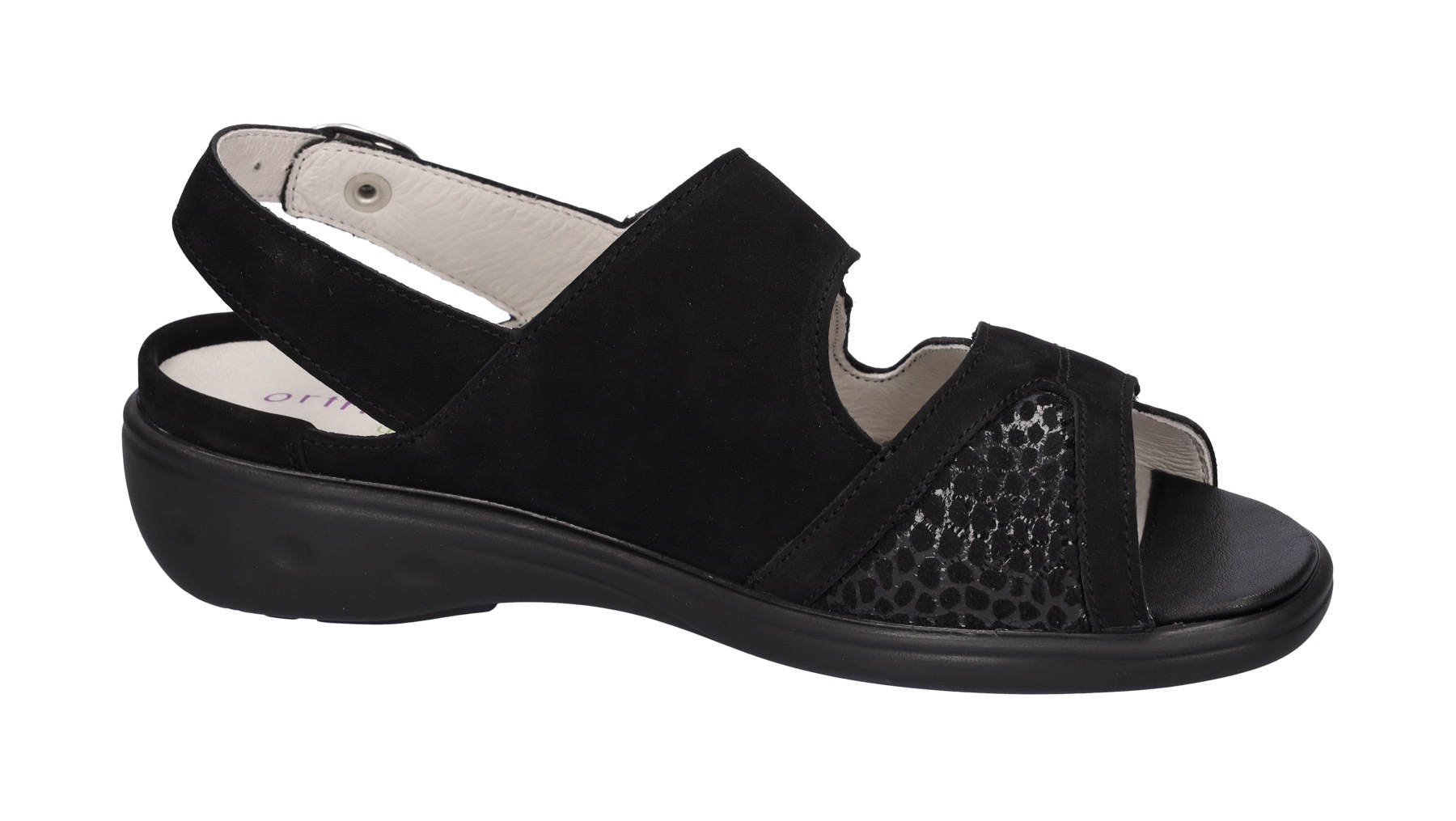 Riemchensandale WALDLÄUFER "Kara-Soft", Damen, Gr. 5,5 (38,5), schwarz, Nubukleder, Textil, unifarben, Schuhe Riemchensandale, Sommerschuh, Sandalette, Keilabsatz, mit Klettverschlüsse, K-Weite 3