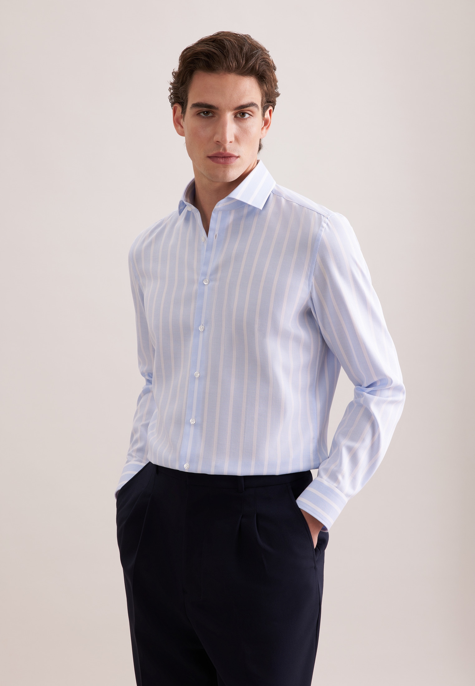 seidensticker Businesshemd "Schwarze Rose" Shaped 1/1 Kentkragen Gestreift günstig online kaufen