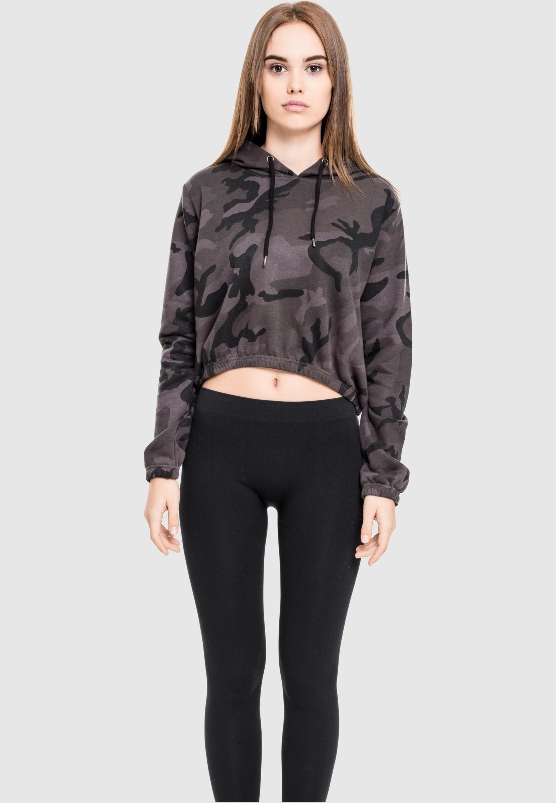 URBAN CLASSICS Rundhalspullover »Urban Classics Damen Ladies Camo Cropped Hoody«, (1 tlg.)