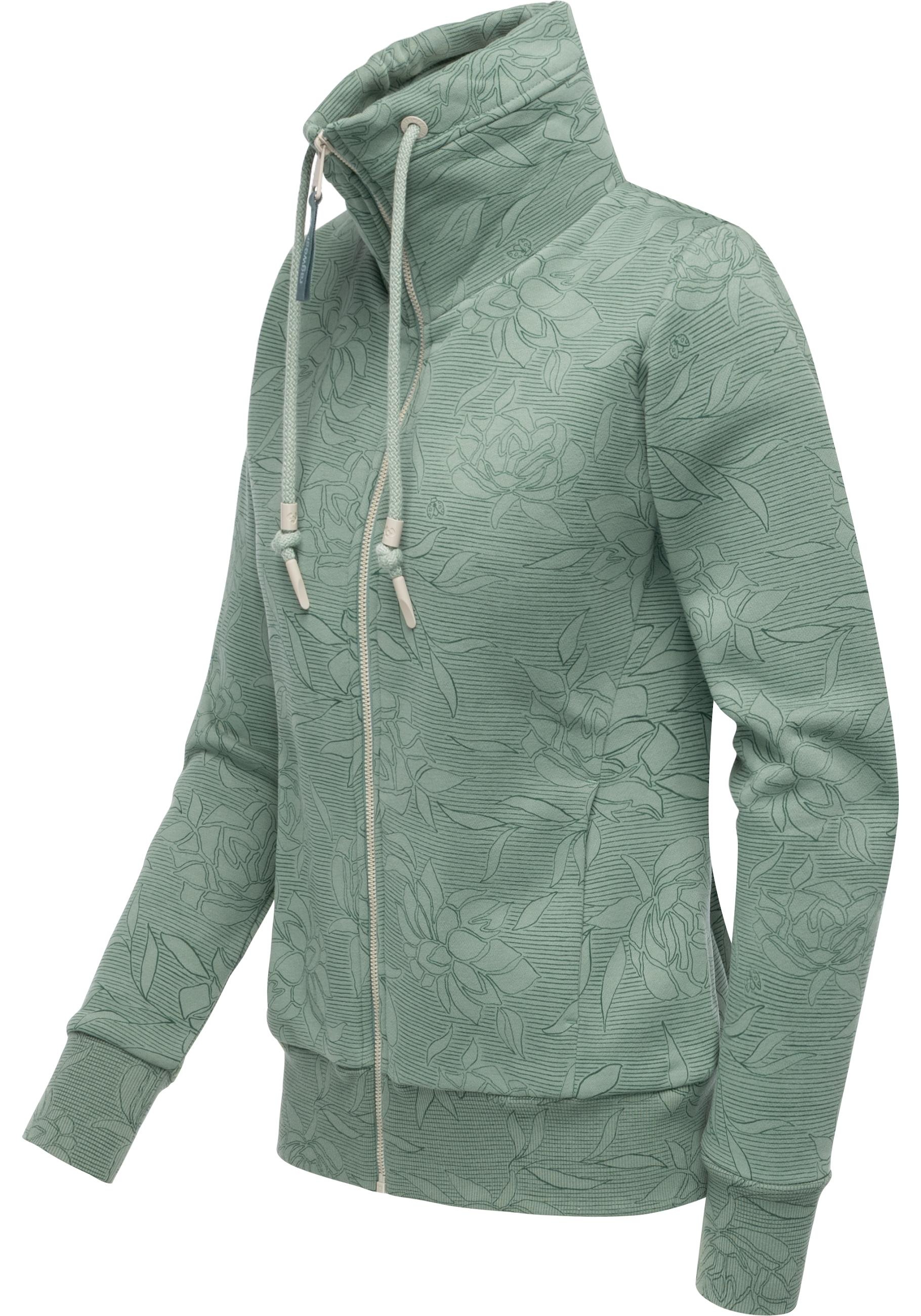 Ragwear Sweatjacke »Ronette Print«, Zip-Jacke mit Allover-Print und hohem Kragen