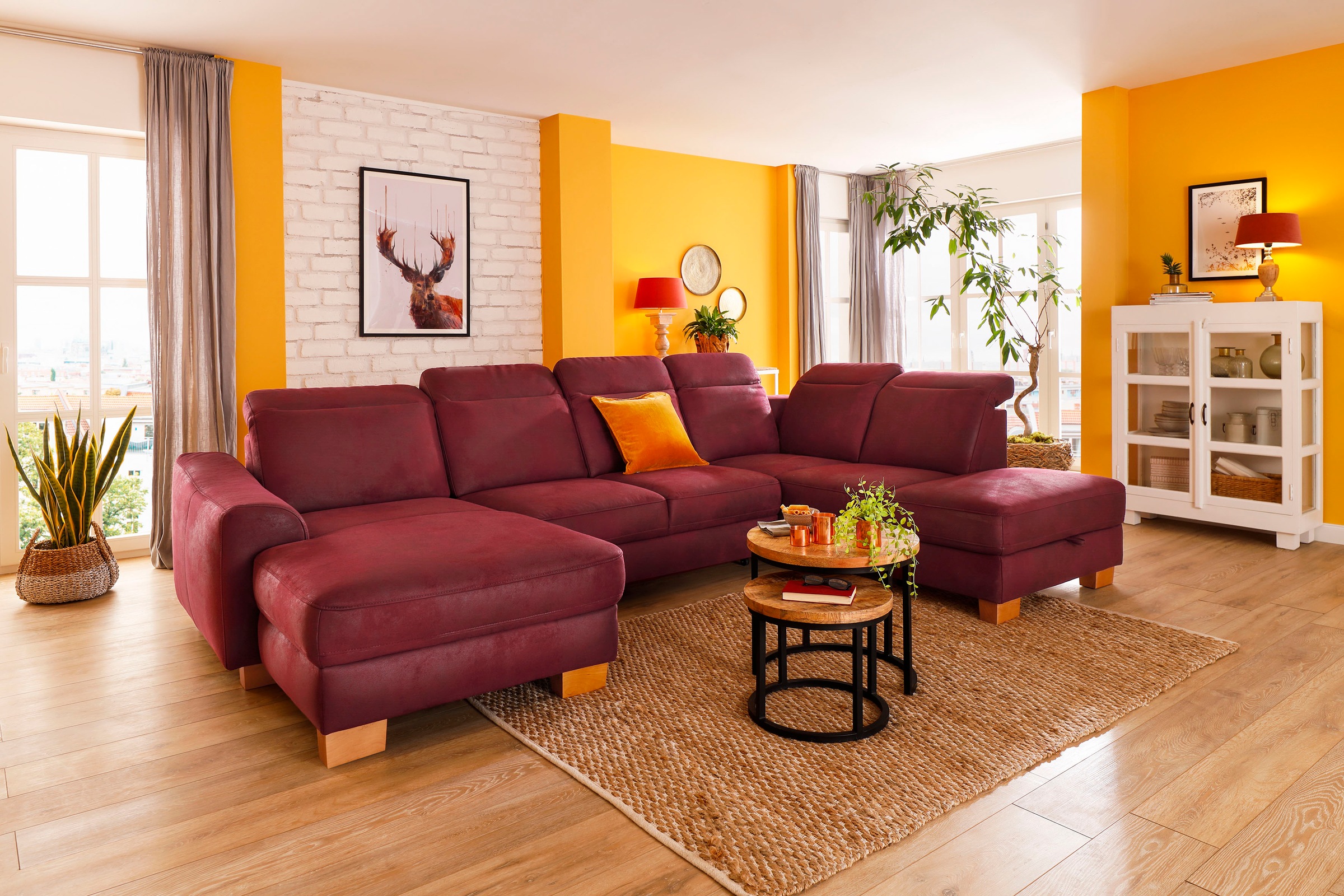 Home affaire Wohnlandschaft "Dundee U-Form" wahlweise mit Kopfteilverstellu günstig online kaufen