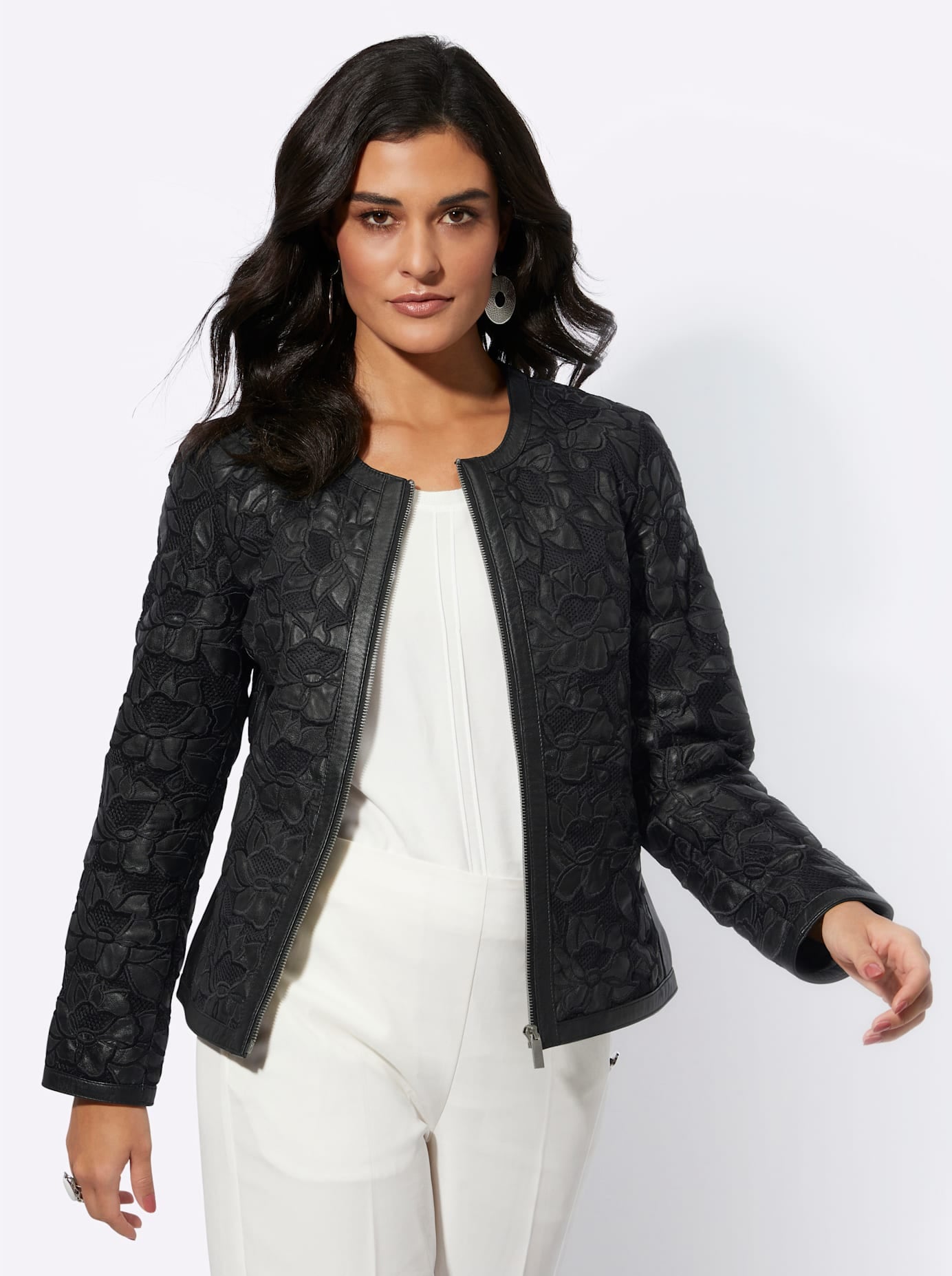 Mainpol Lederblazer »Lammnappaleder-Mesh-Blazer«