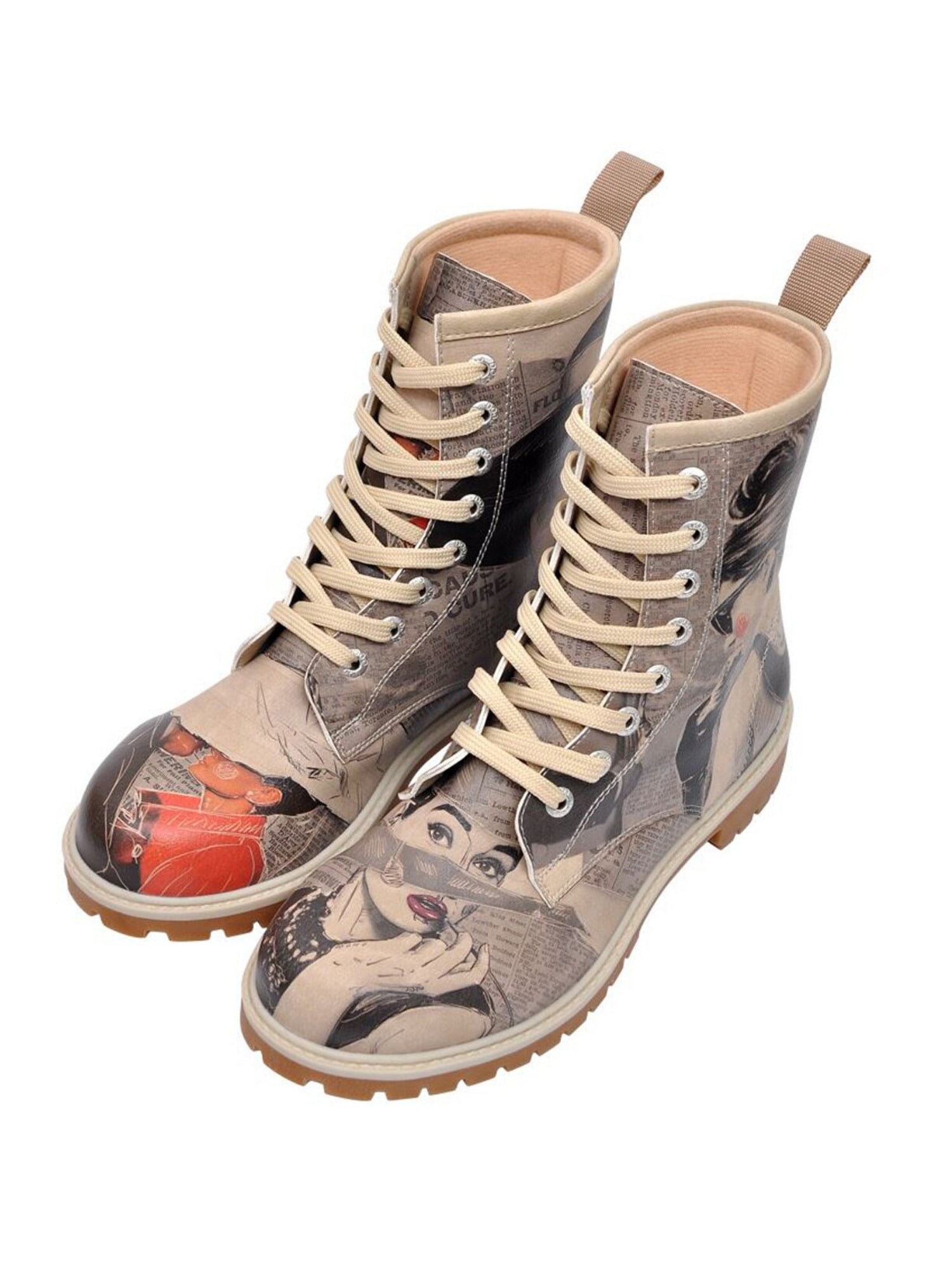 DOGO 1100000002199 "Long Boots Schnürstiefel Go Back To Being Yourself Damen" Handgefertigt