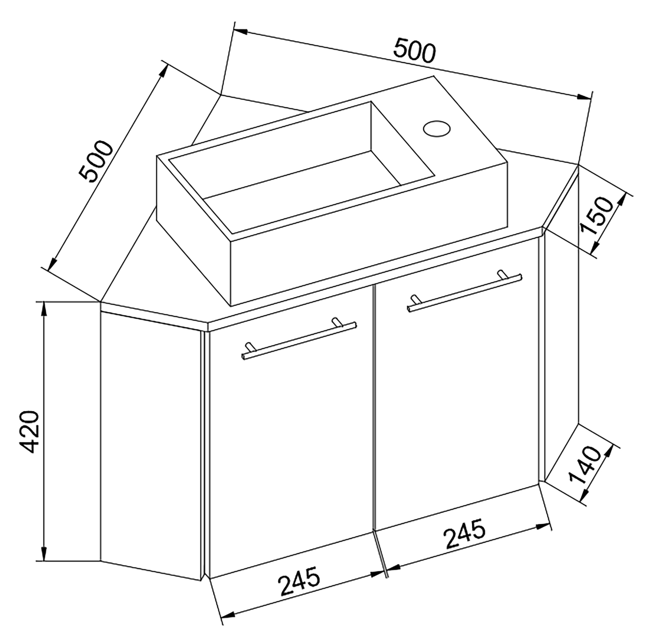 VCM Waschtisch »2-tlg. Eck Gäste WC Waschplatz Waschtisch Vilosa« 2 Stk. tlg.