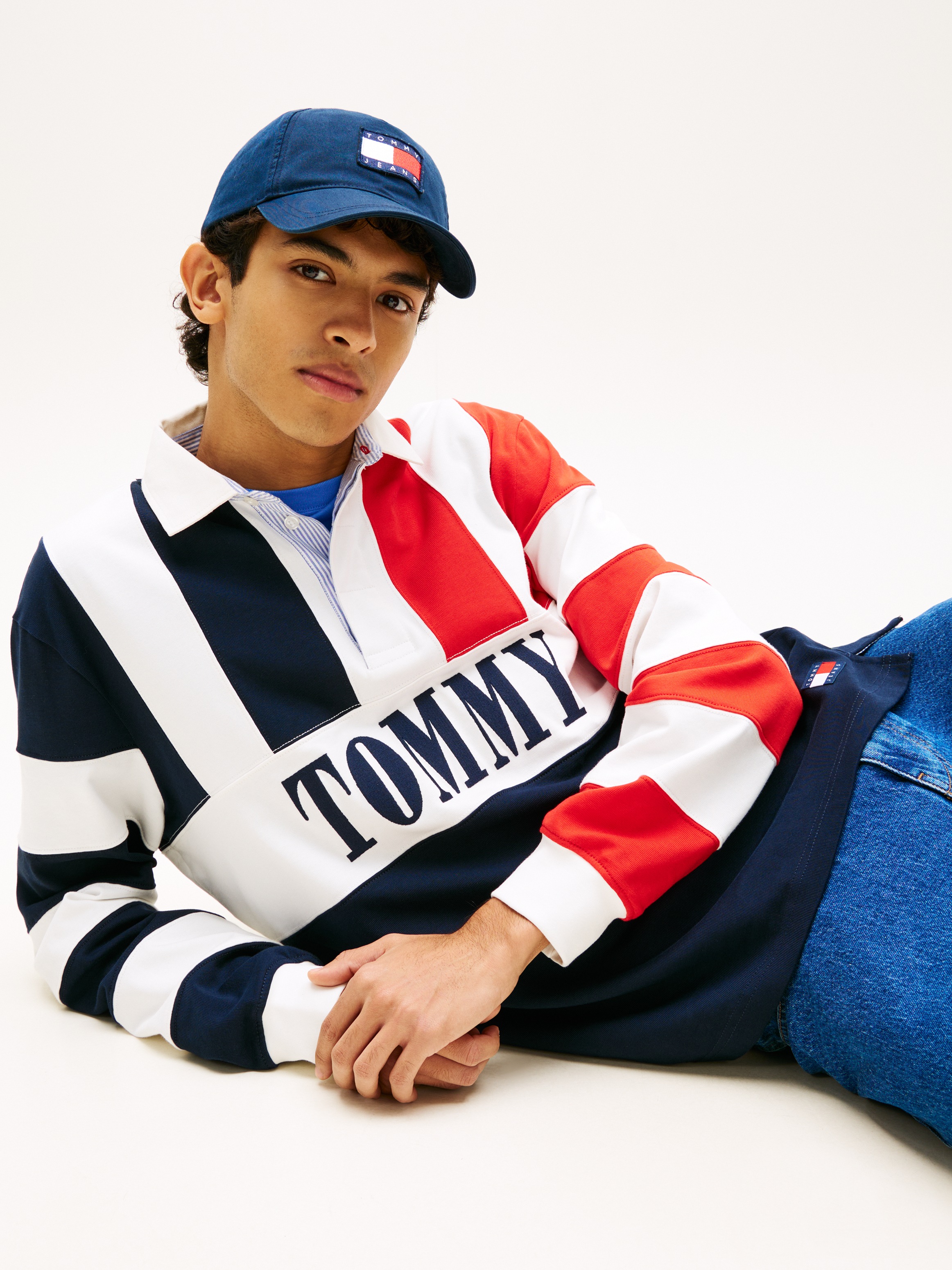 Tommy Jeans Langarm-Poloshirt »TJM RELAXED FIT ARCHIVE RUGBY« Relaxed fit mit Markenprint