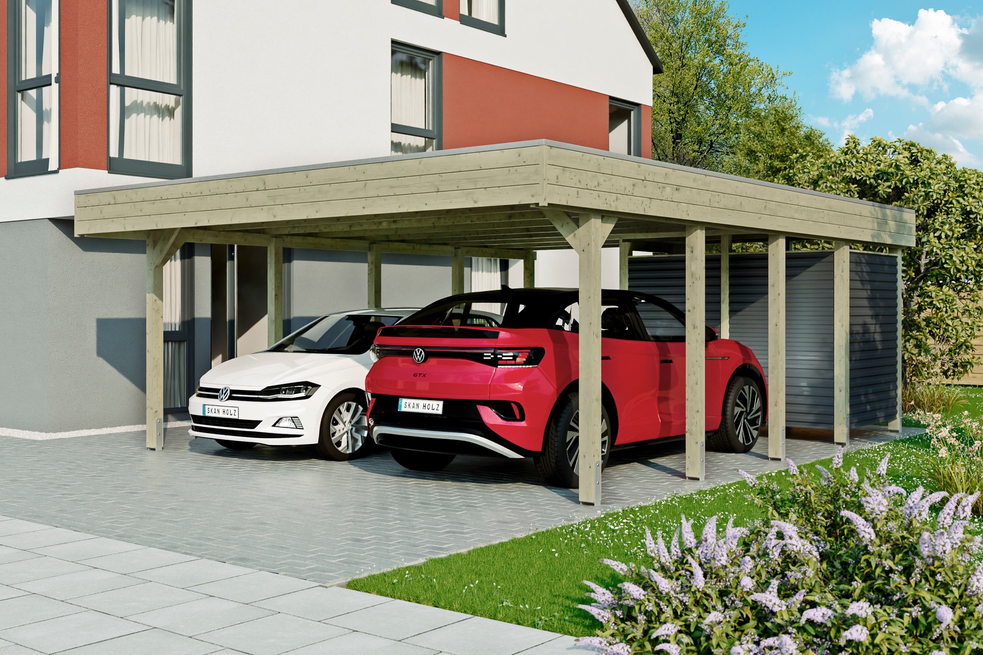 Skanholz Doppelcarport »Friesland Set 14«, Holz, 514 cm, Grün