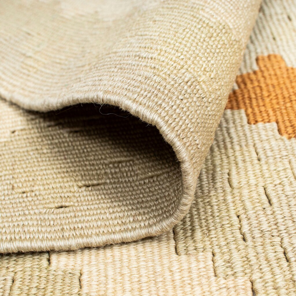 Wohnen Teppiche morgenland Wollteppich »Kelim Fars Nomadisch Beige 195 x 158 cm«, rechteckig, 0,4 mm Höhe, OrientOptik beige