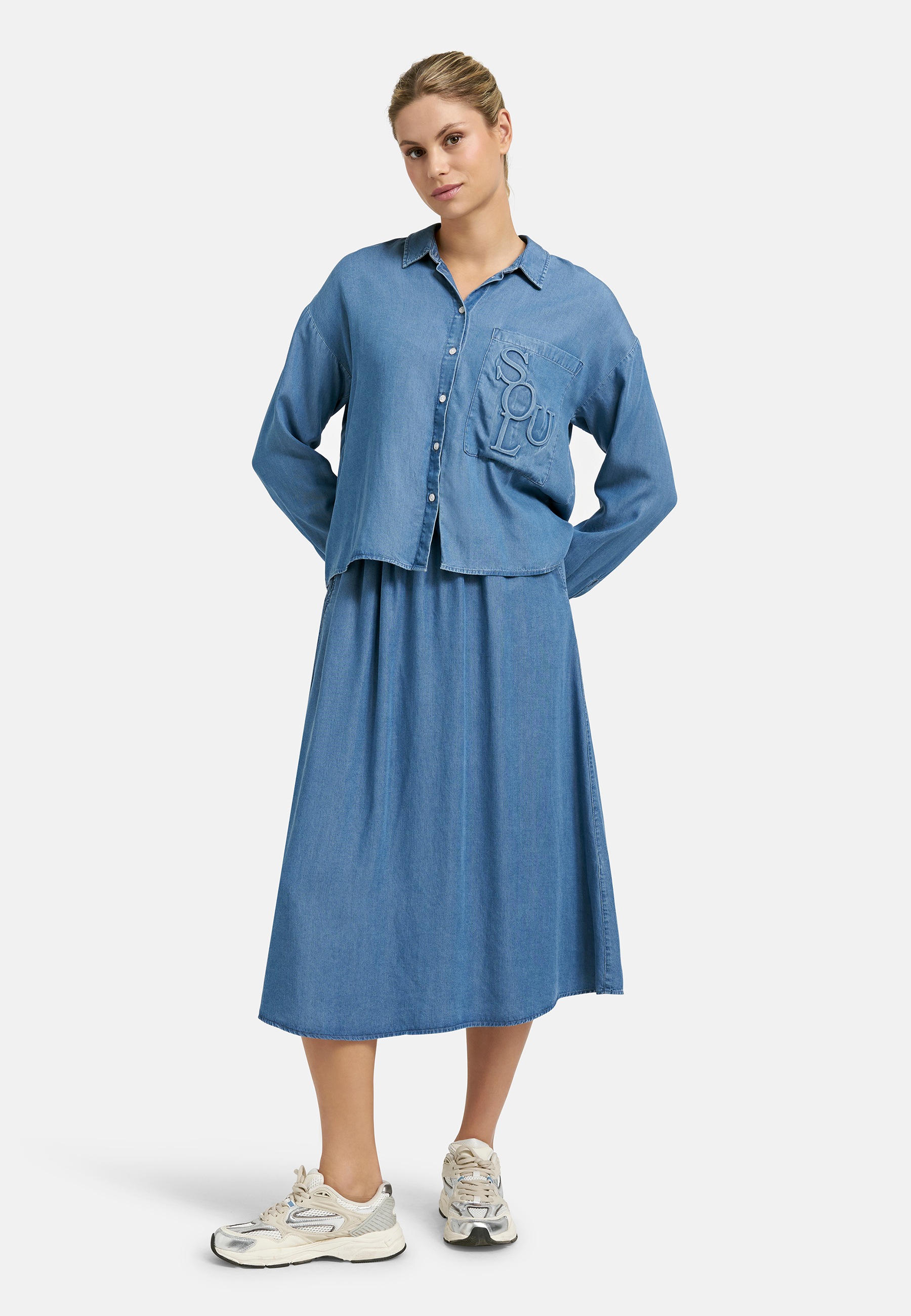 Smith & Soul Langarmbluse mit Kellerfalte am Rücken