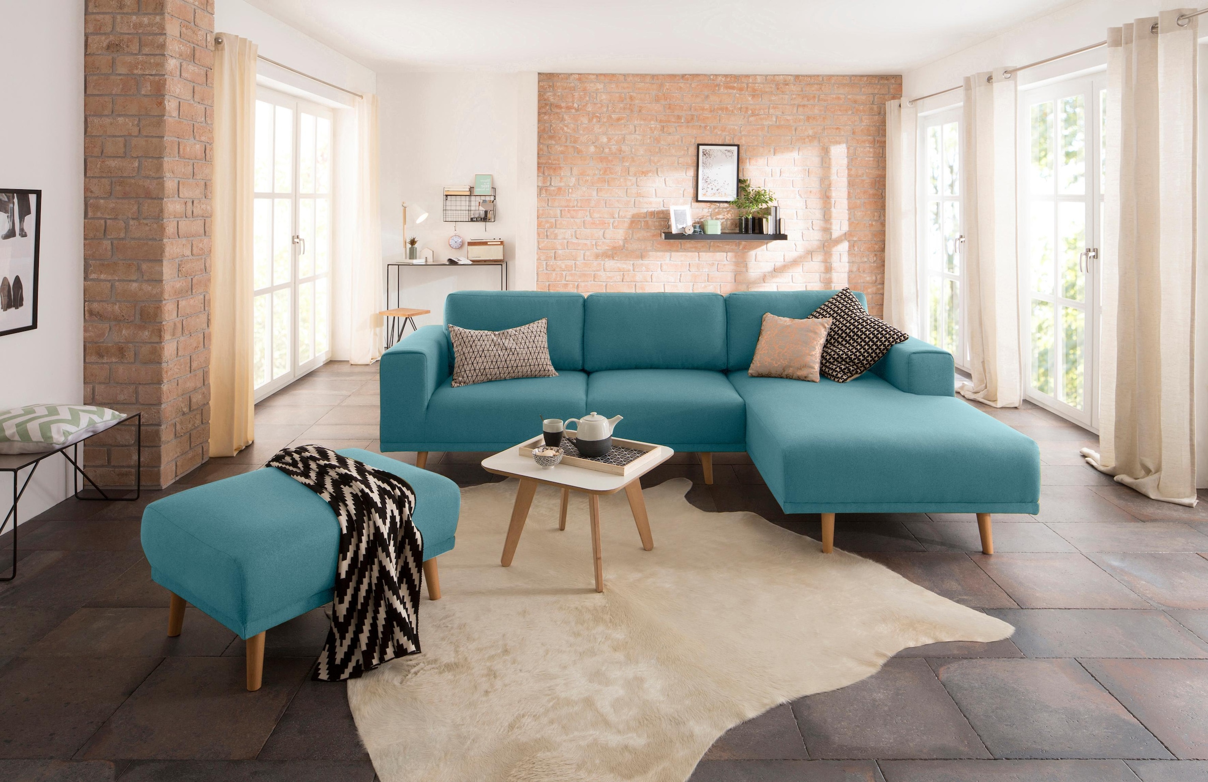 Home affaire Ecksofa »Lasse L-Form«, im scandinavischen Stil mit Holzfüßen