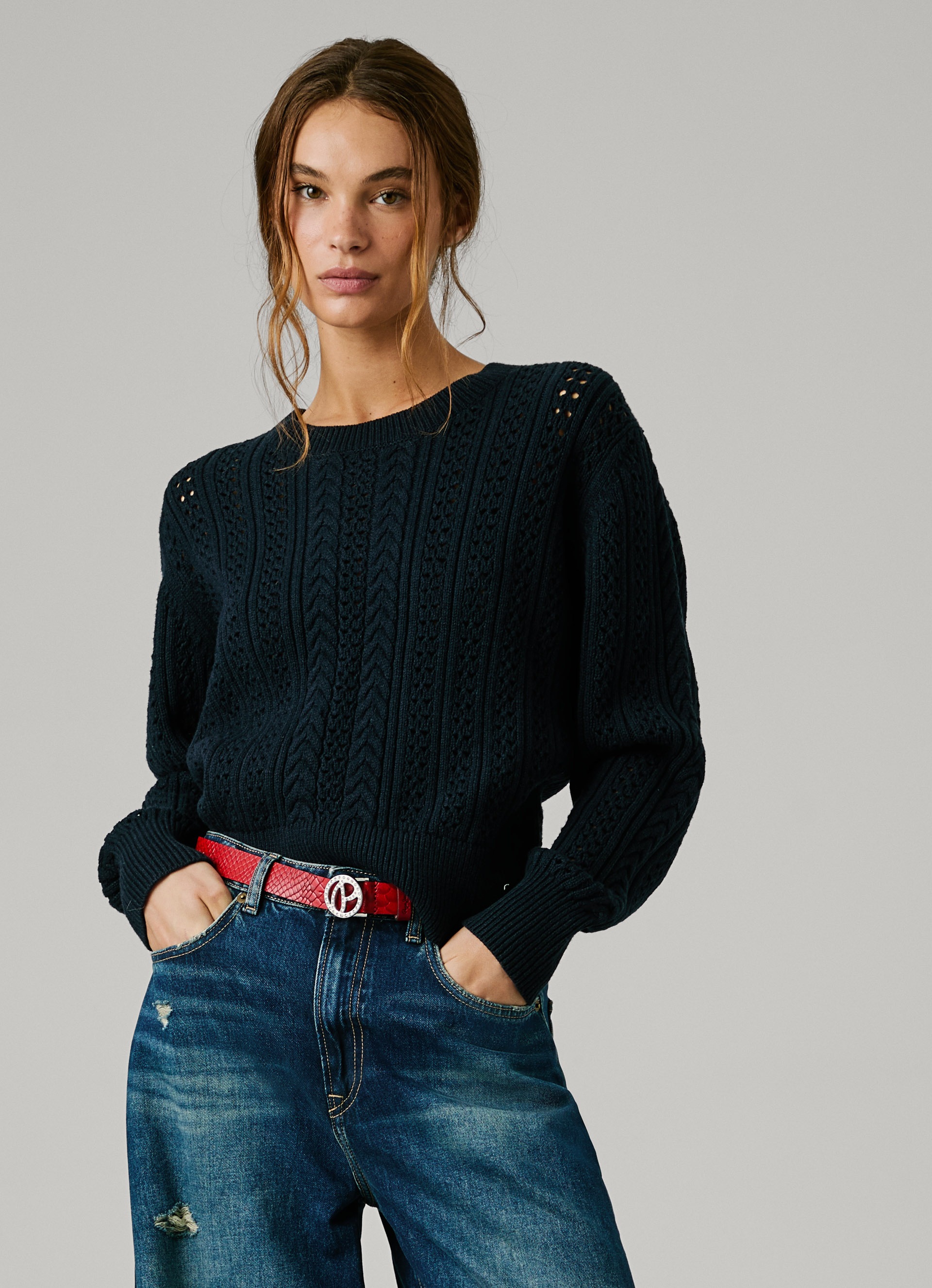 Pepe Jeans Strickpullover "CANDIDE" mit Lochmuster günstig online kaufen
