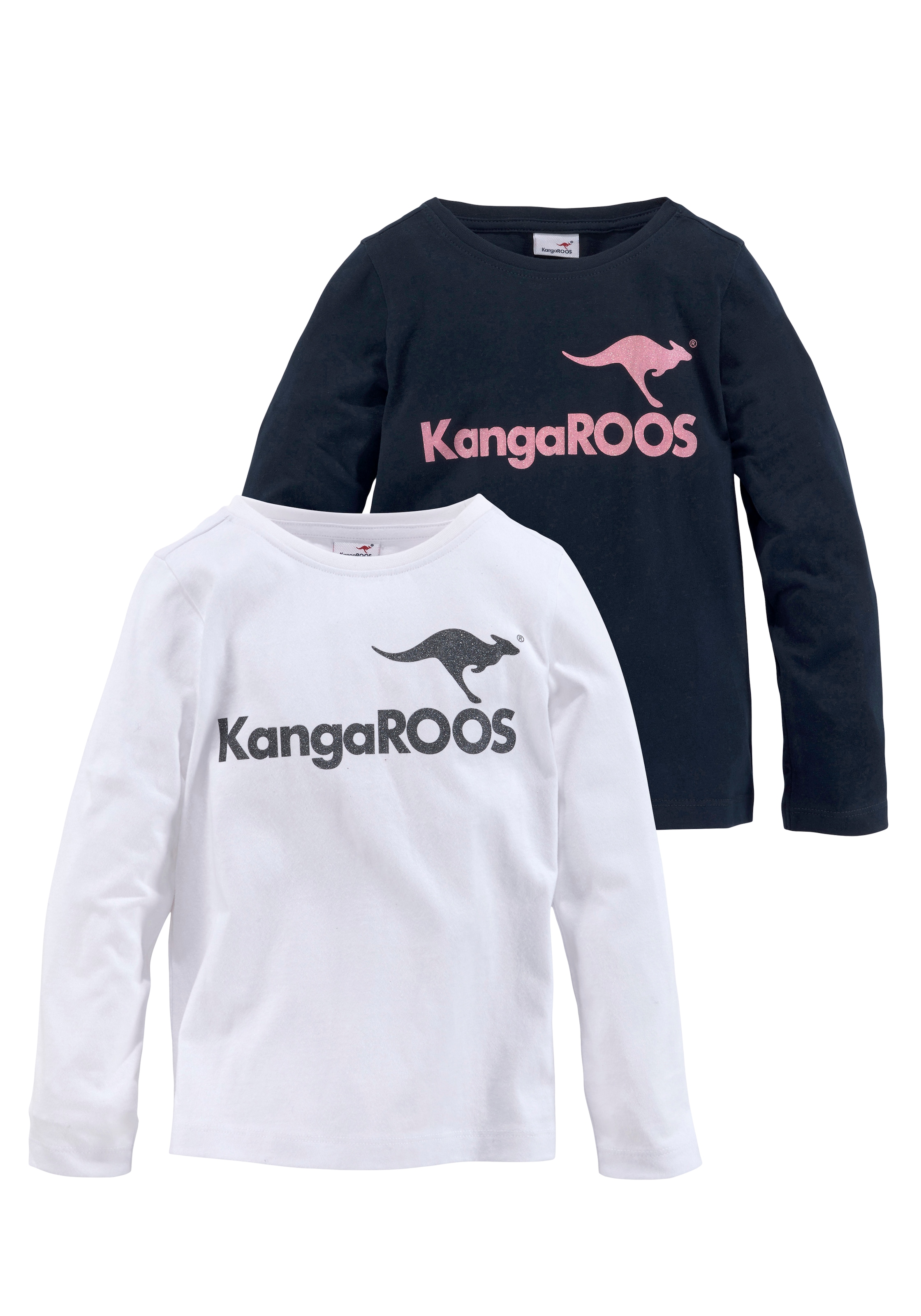 (Packung, KangaROOS online Glitzerdruck BAUR | mit 2 kaufen Langarmshirt, tlg.),