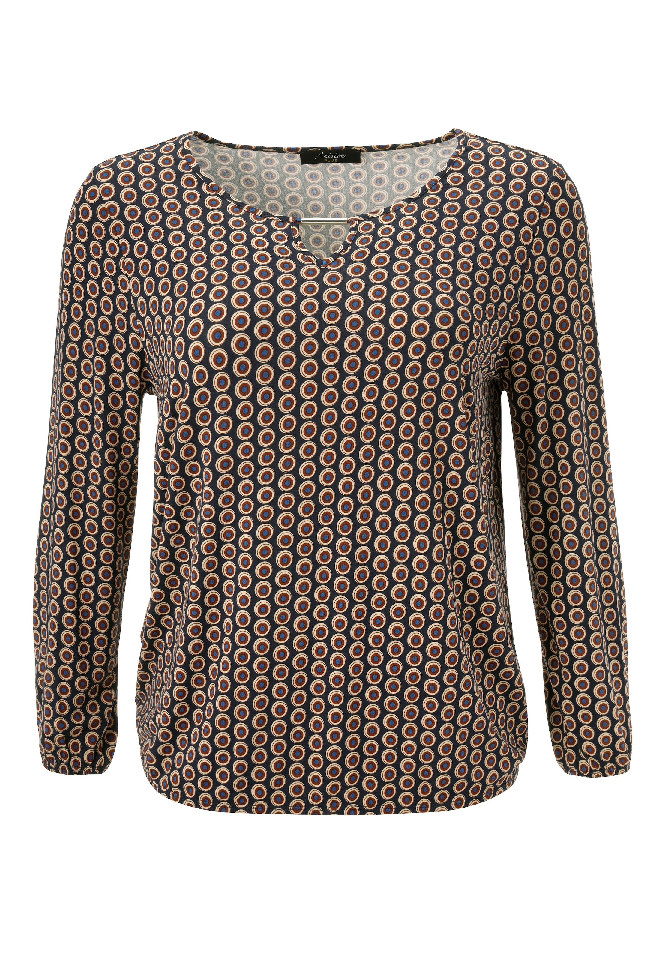 Aniston PLUS Langarmshirt, mit silberfarbenem Schmuckstäbchen - NEUE KOLLEKTION
