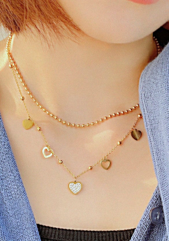 Firetti Kette mit Anhänger »Schmuck Geschenk Hearts Charm«, mit Zirkonia (synth.)