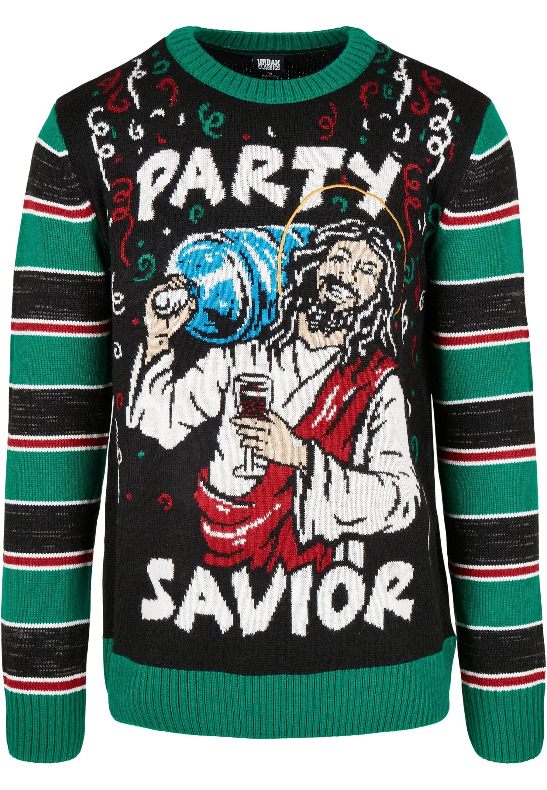 URBAN CLASSICS Rundhalspullover "Urban Classics Herren Savior Christmas Sweater"