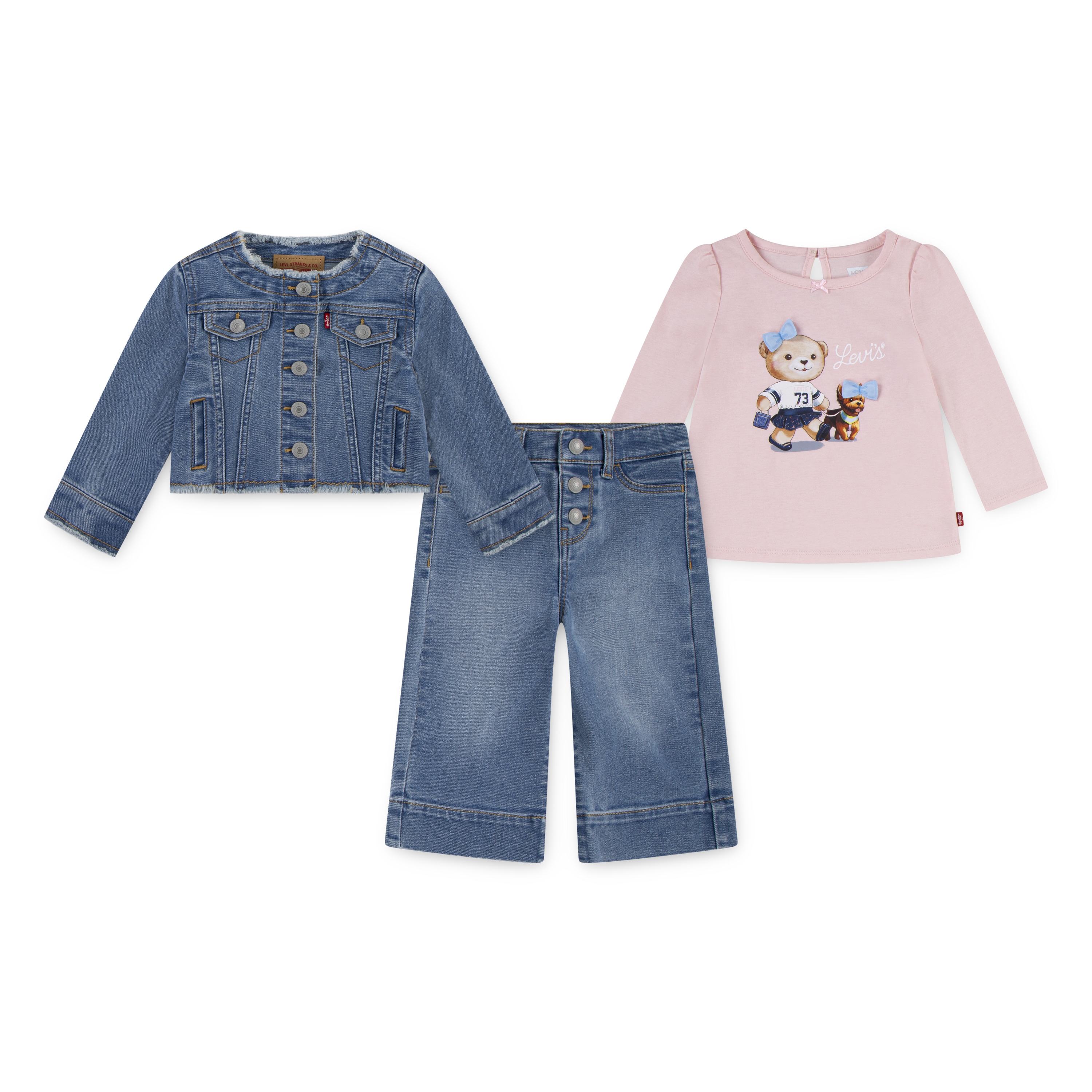 Levis Kids "LVG JACKET TEE,WIDE JEANS" Set, 3 Stk. Trend Denim, for Girls