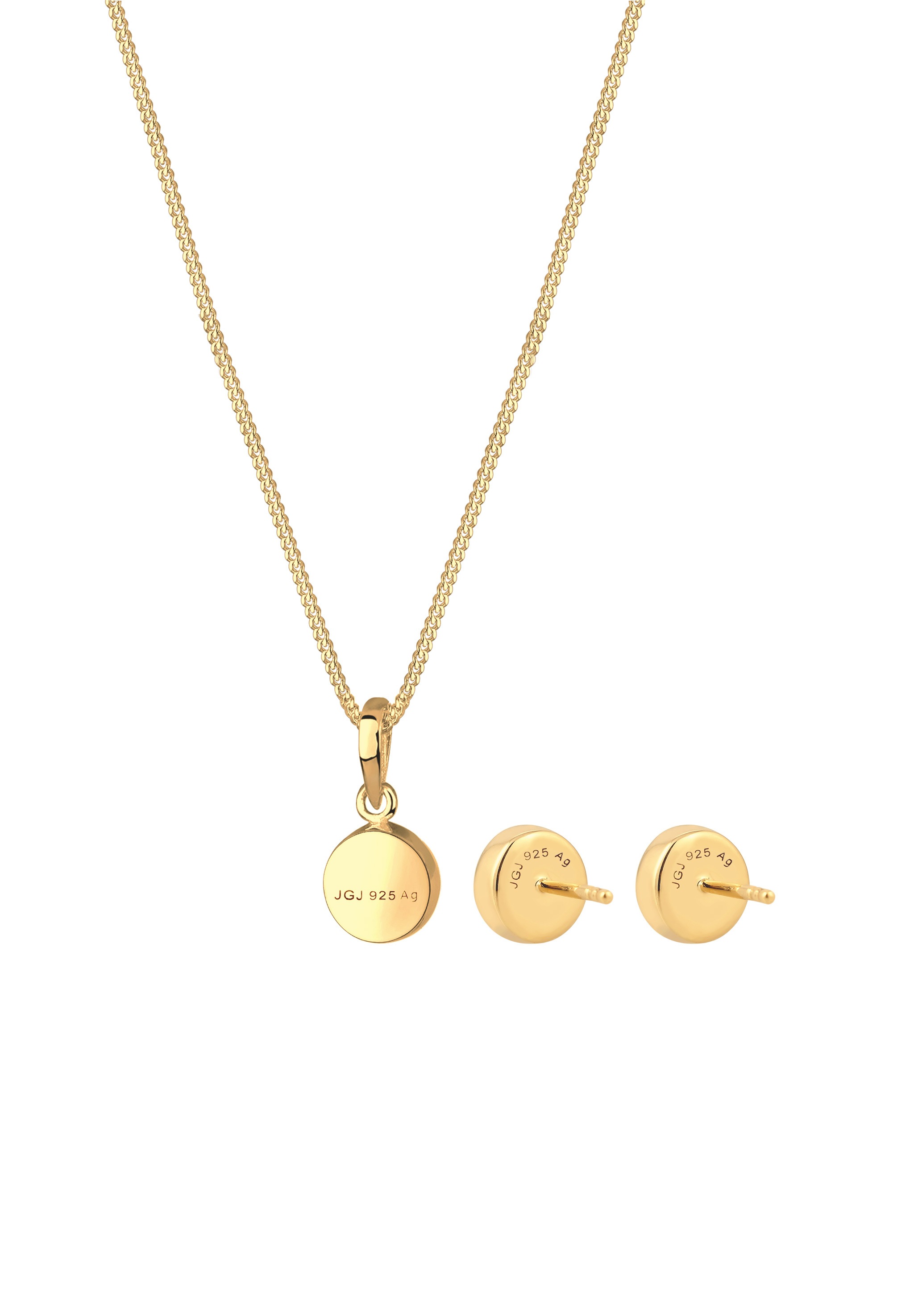Elli Ohrring und Ketten Set »Schmuckset Mondstein Weiß 925 Sterling Silber vergoldet« ()
