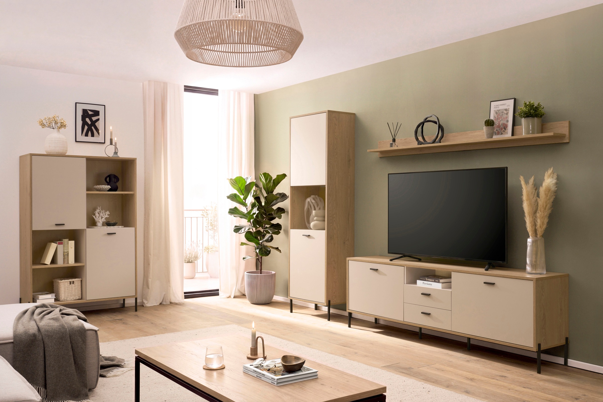 Home affaire Regalelement »Fredericia, modernes Regal, Kommode in Kaschmir, Highboard, Standregal« ausreichend Stauraum, offene & geschlossene Fächer, 105 cm breit