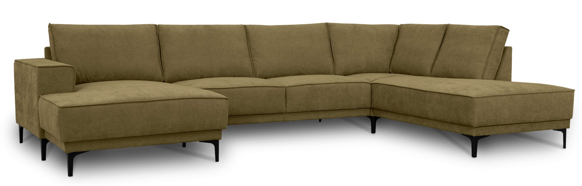 Places of Style Wohnlandschaft »XXL Sofa Oland, Struktur, Flachgewebe, Luxus-Microfaser, Boucle«, U-Form, 345 cm, Wellenunterfederung, Skandi-Design, Metallfüße