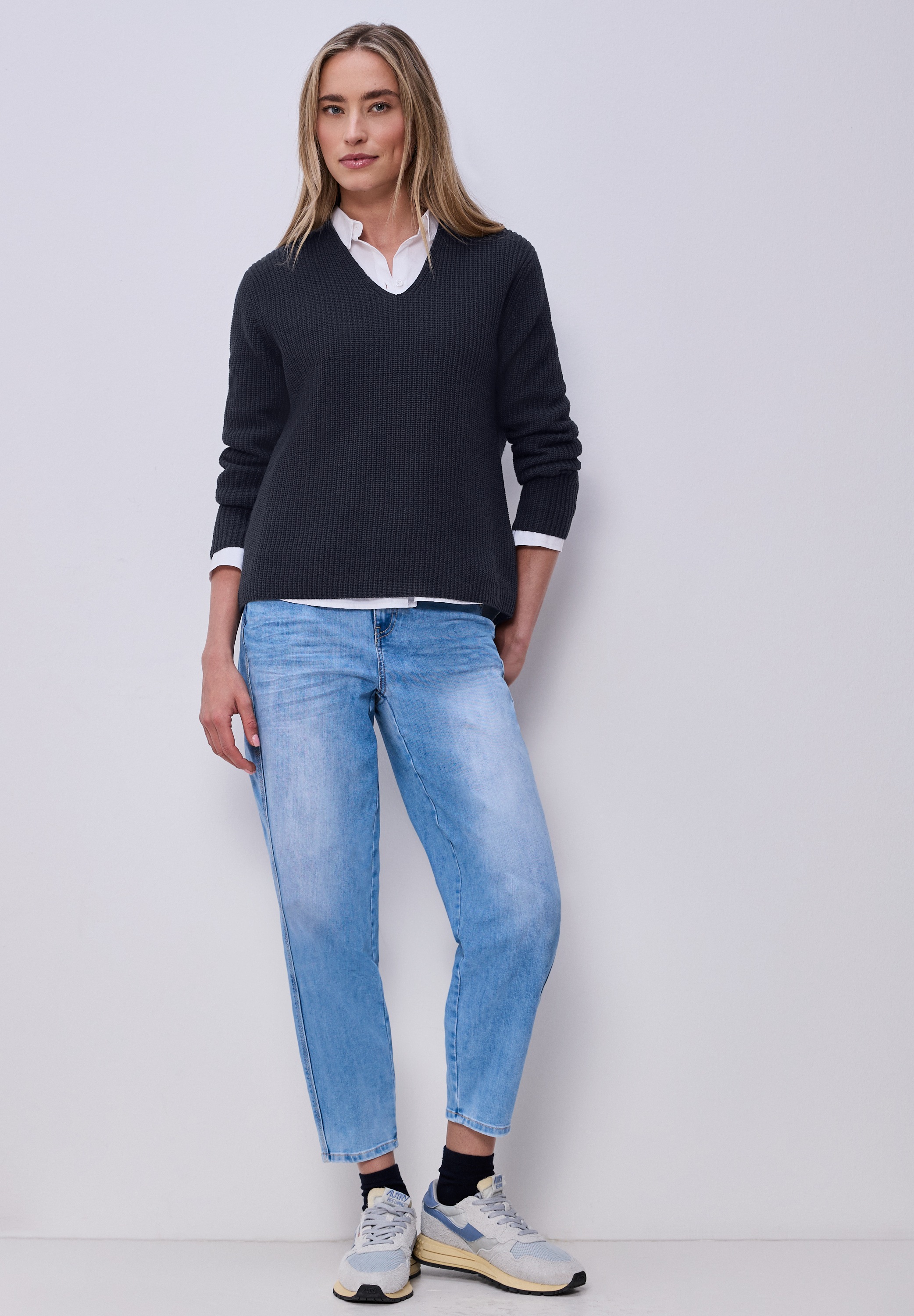 Thumbnail - STREET ONE V-Ausschnitt-Pullover im soften Baumwoll-Mix