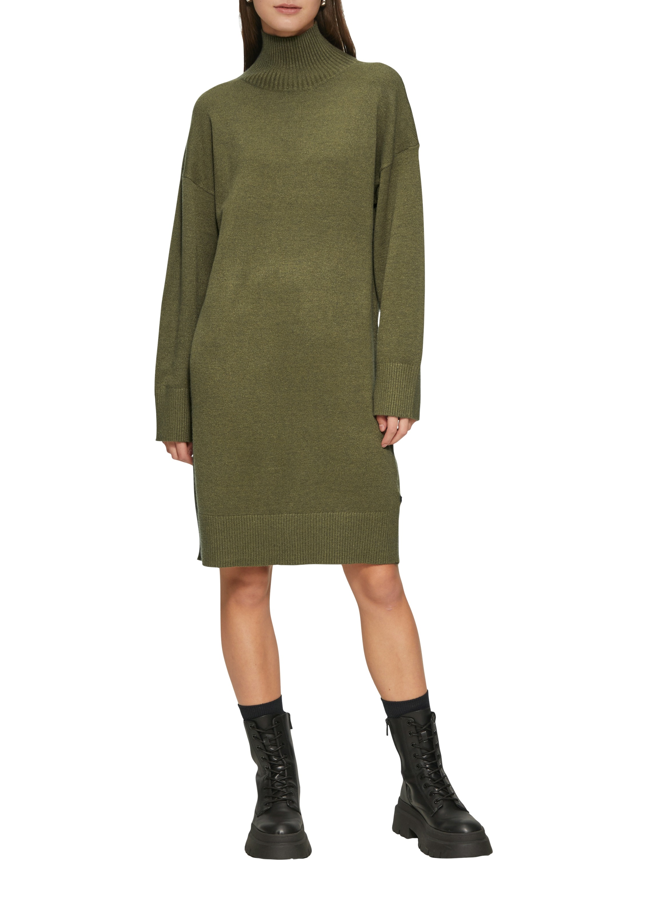 QS Strickkleid Ohne Taschen mit geripptem Stehkragen günstig online kaufen