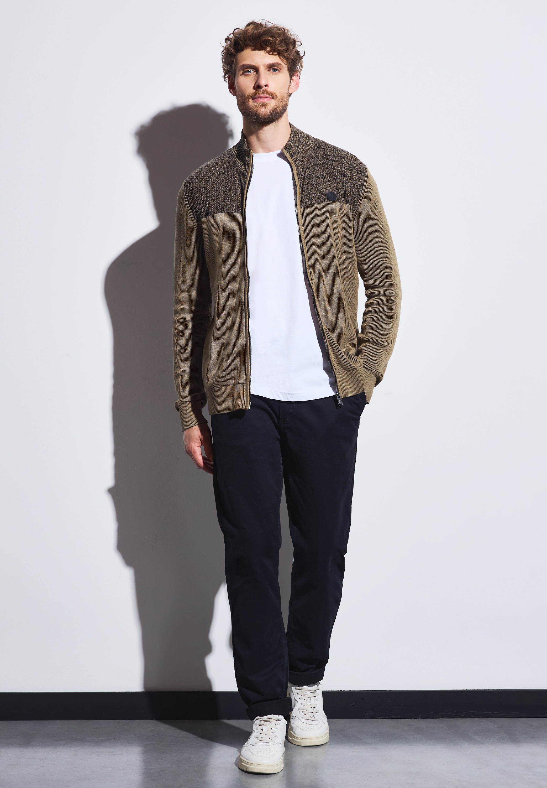 STREET ONE MEN Strickjacke, aus reiner Baumwolle