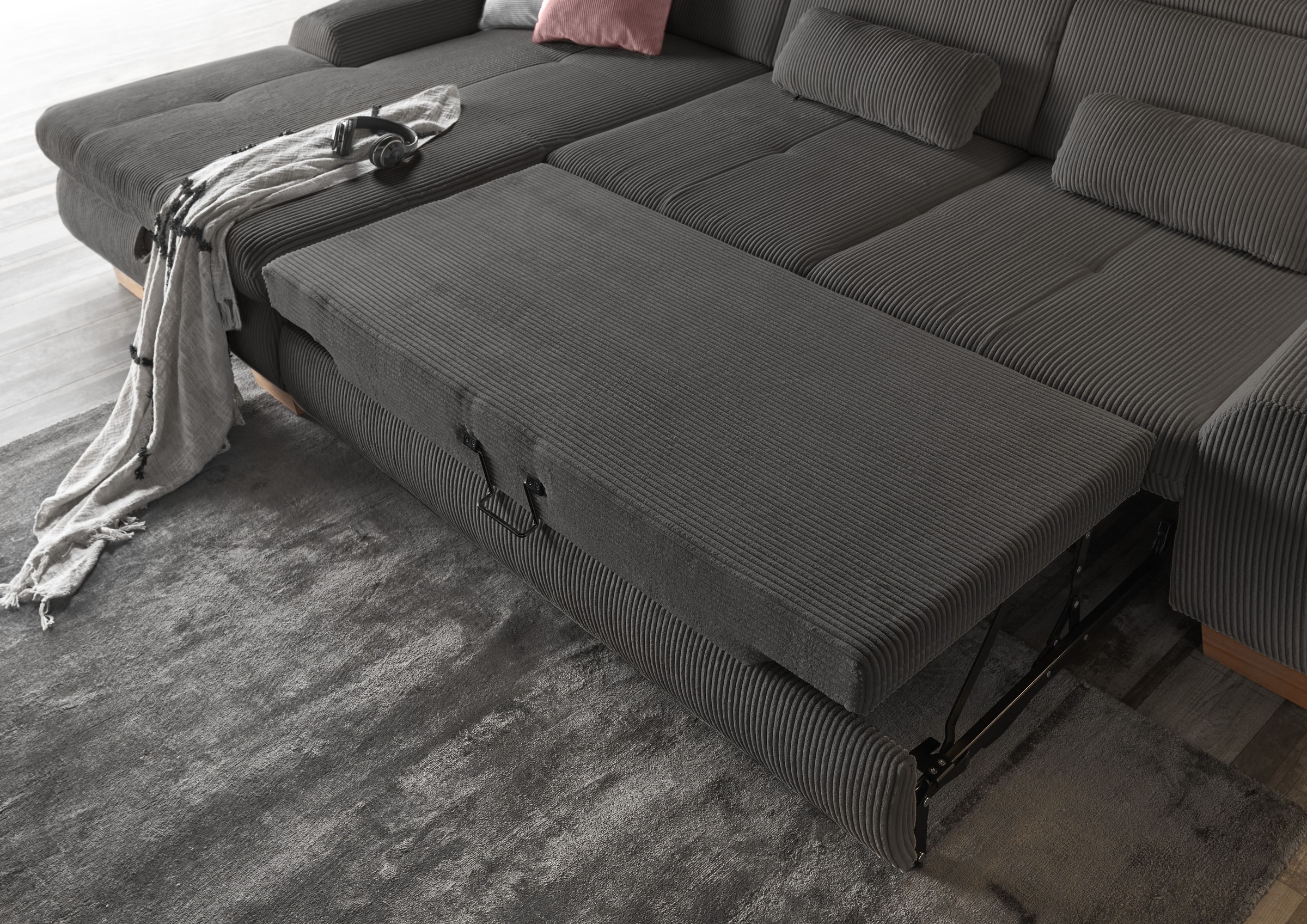 set one by Musterring Ecksofa »SO 3400«, mit Canape und verschiedenen Funktionen, Kaltschaum, B307 x T195 cm