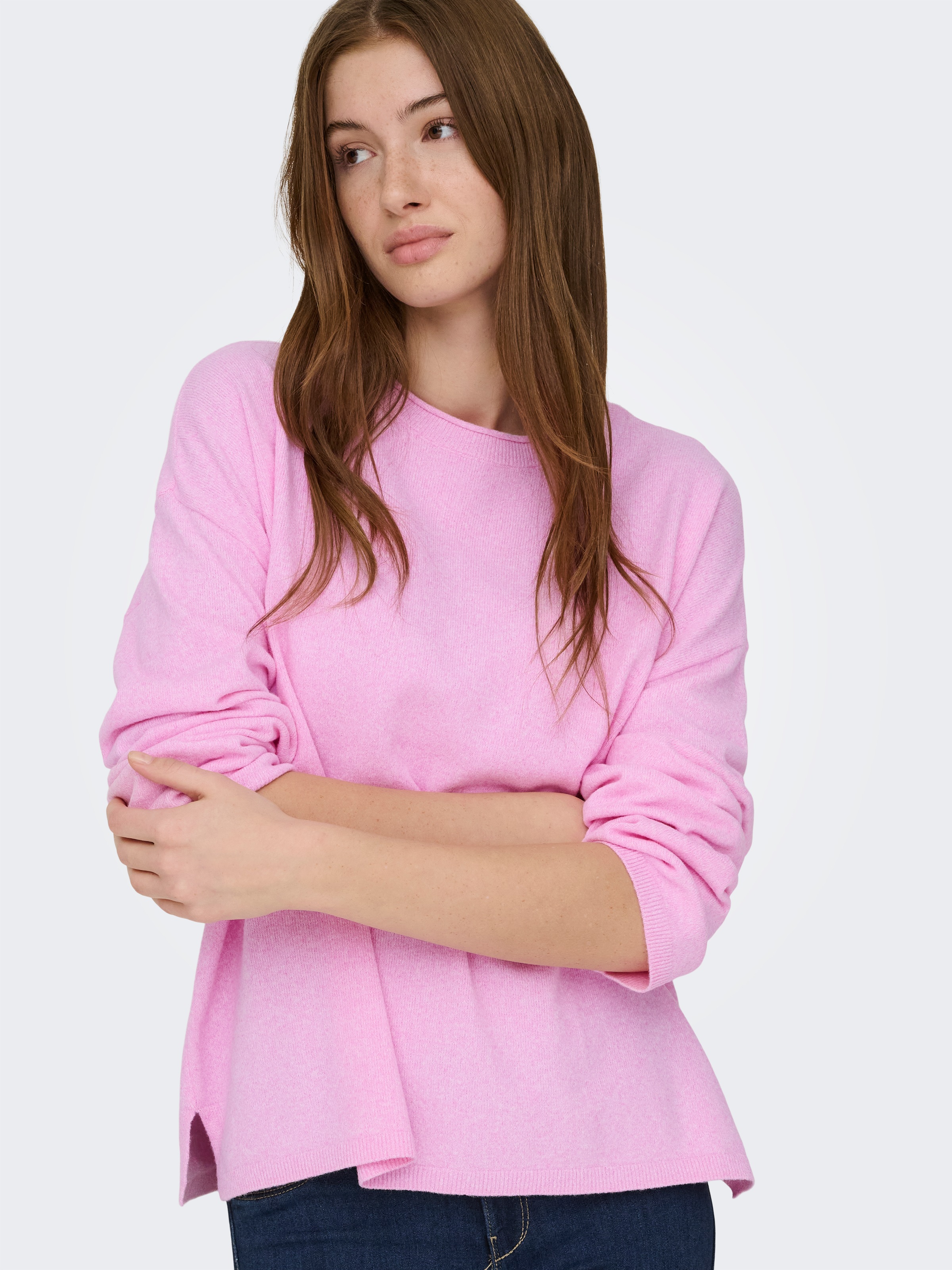 ONLY Strickpullover »ONLLOYAL AMALIO LIFE  LS O-NECK KNT NOOS« Materialmix