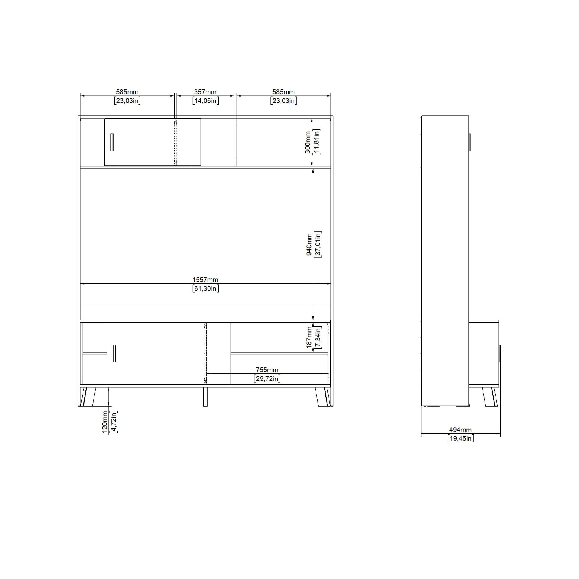 andas TV-Schrank »Ikast TV-Möbel, TV-Wand, Wohnwand, TV-Regal, TV-Element«, 2 Schiebetüren, Breite 159 cm, Höhe 181 cm