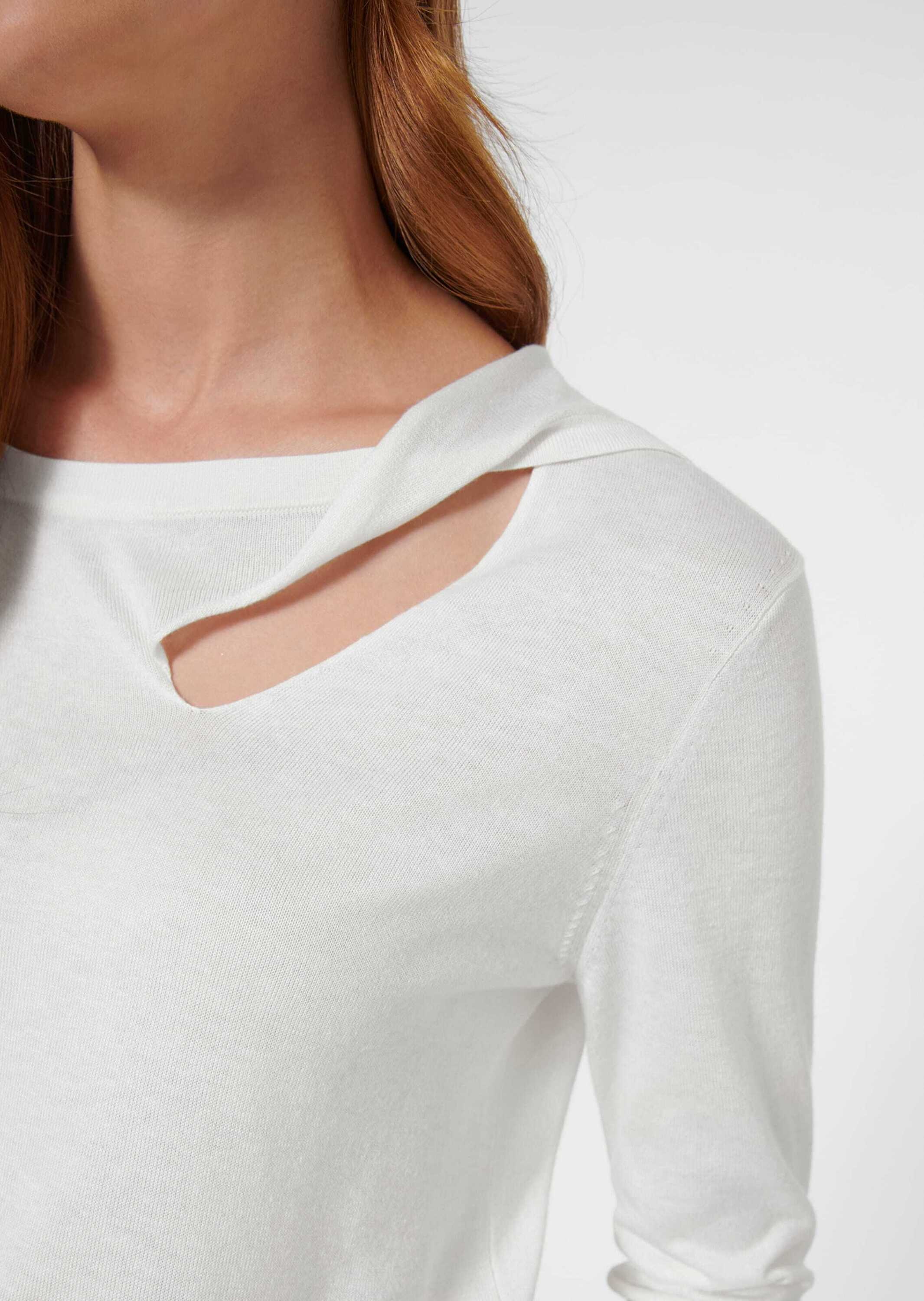 MADELEINE Longpullover »Pullover Feinstrick-Pullover mit 3/4-Ärmeln und Cut-out«