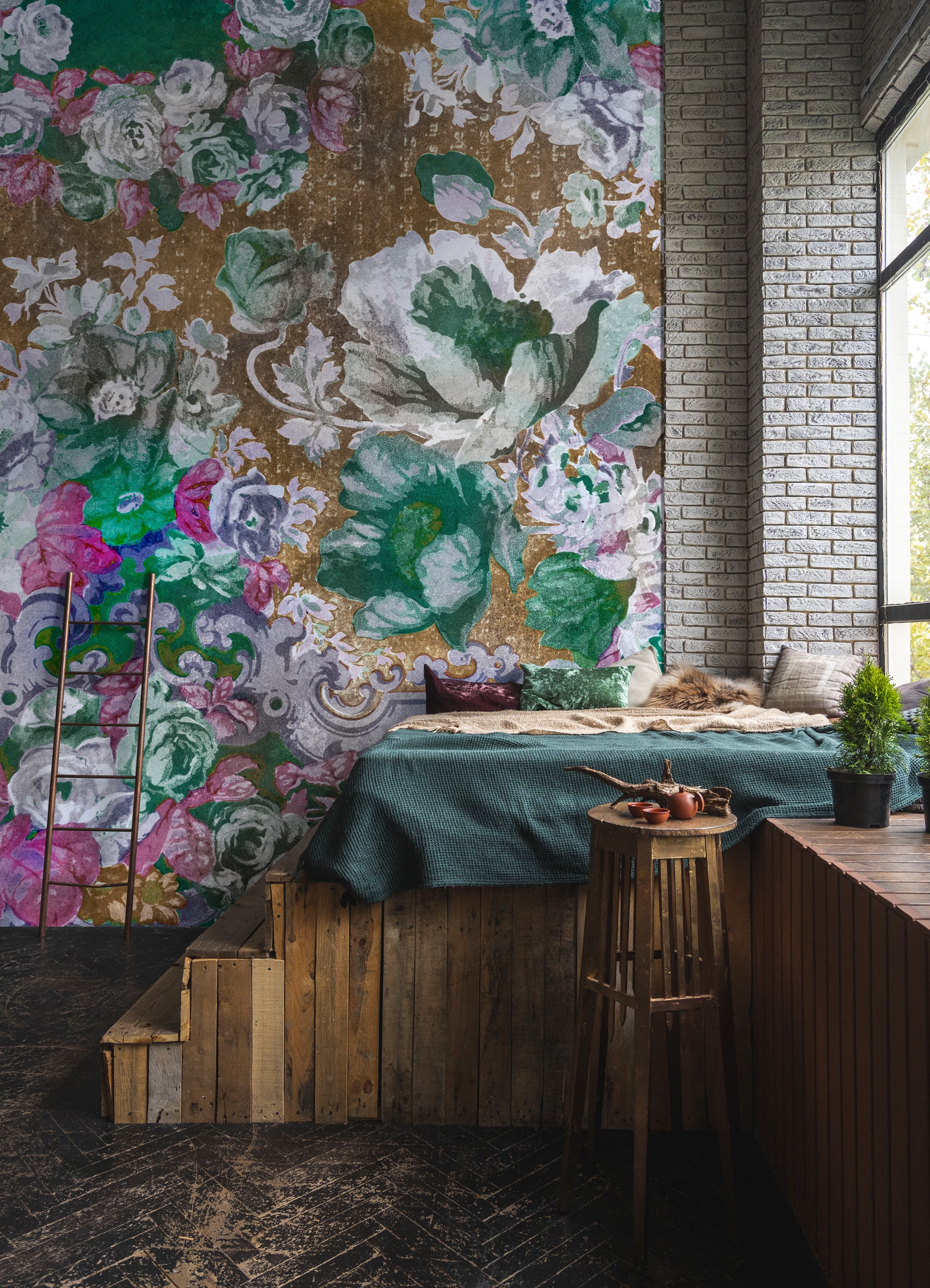 living walls Vliestapete "Florale Mustertapete Blumentapete Vintage Vlies" matt glatt