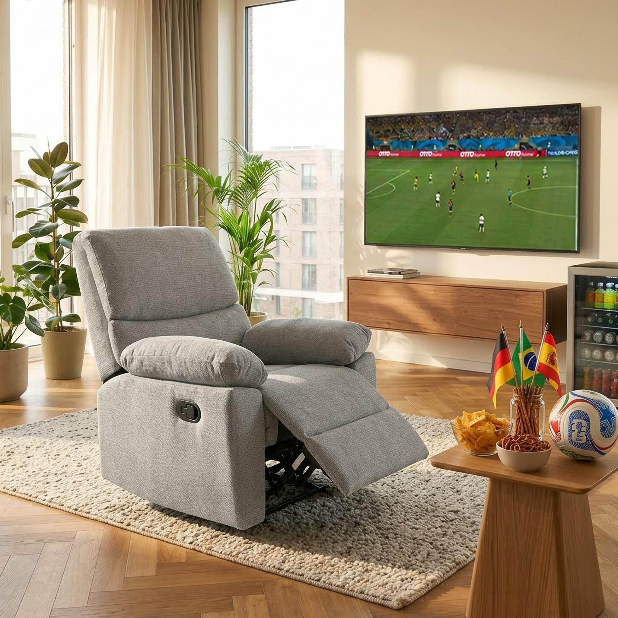 Home affaire Relaxsessel »LANNOY, TV-Sessel, elektr. o. manuelle Relaxfunktion, USB A/C,« Sessel mit Liegefunktion 105°-150°, Federkernpolsterung
